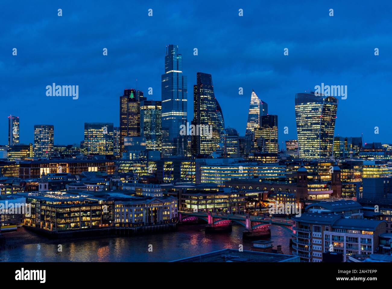 City of London Financial District al crepuscolo. Foto Stock