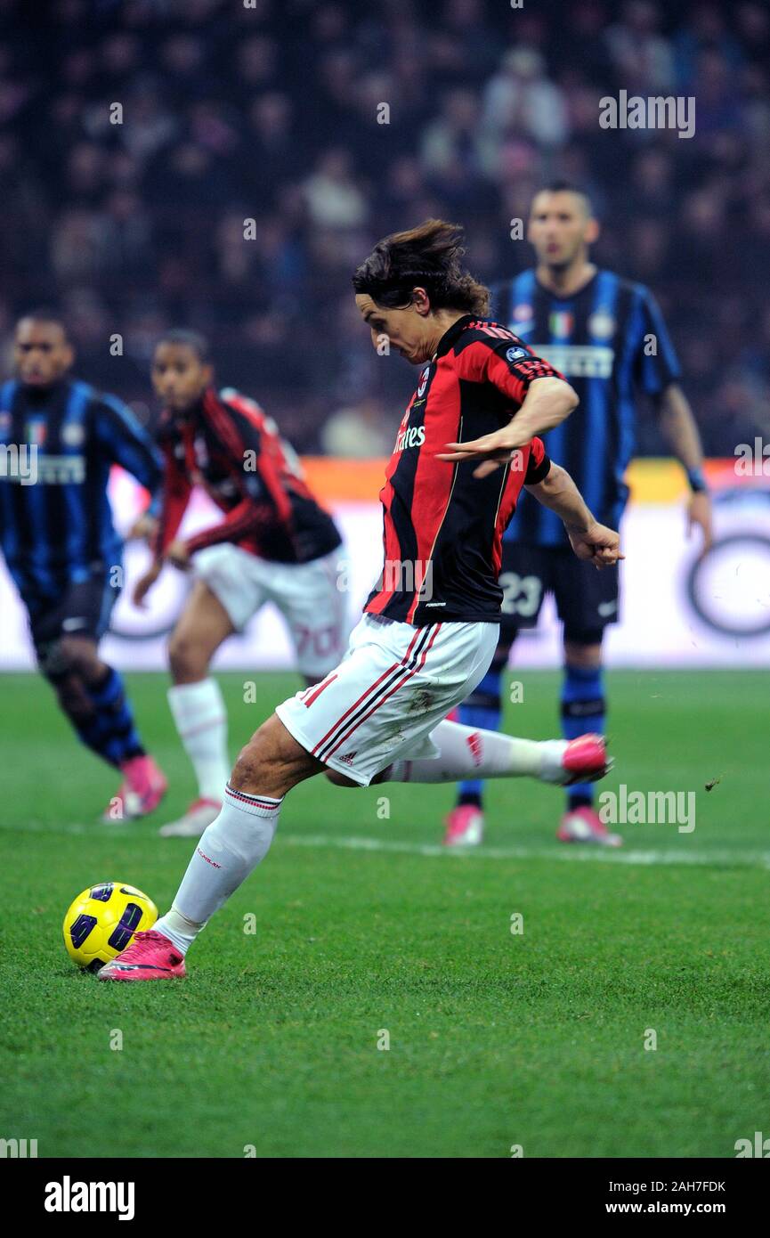 Milano, 15 novembre 2010, SAN SIRO, calcio Seria A 2010/2011,FC Inter - AC Milan: di Zlatan IBRAHIMOVIC Foto Stock