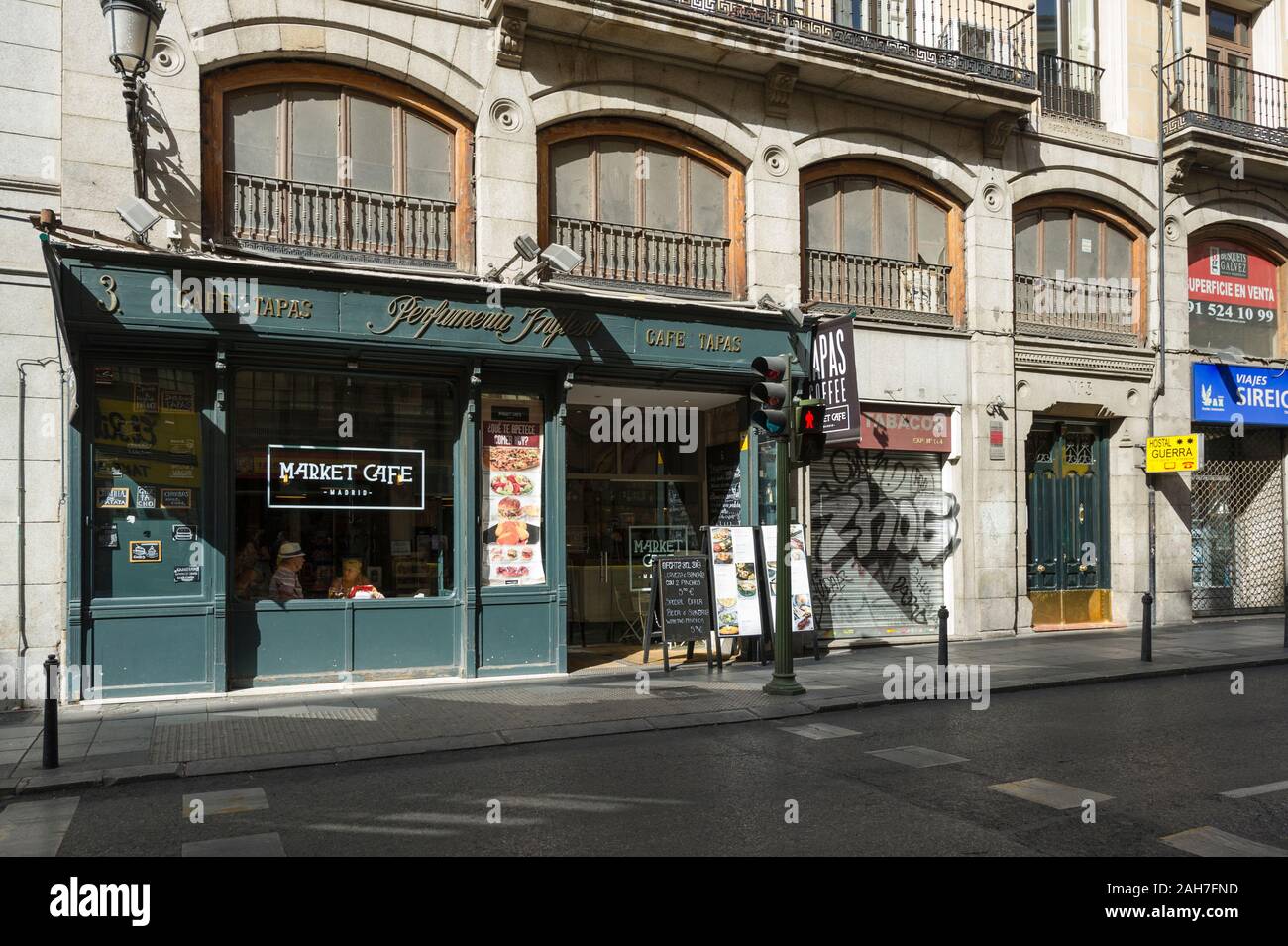 Una caffetteria di Madrid, Spagna Foto Stock