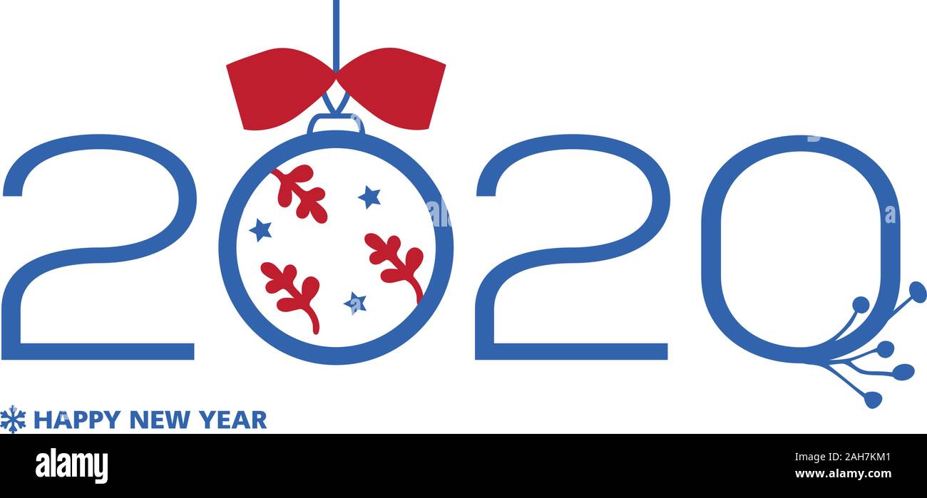 2020, Felice anno nuovo template vettoriale per un poster, striscioni, cartolina, facebook, coperchio del sito, creato da semplici figure geometriche. In stile moderno Illustrazione Vettoriale