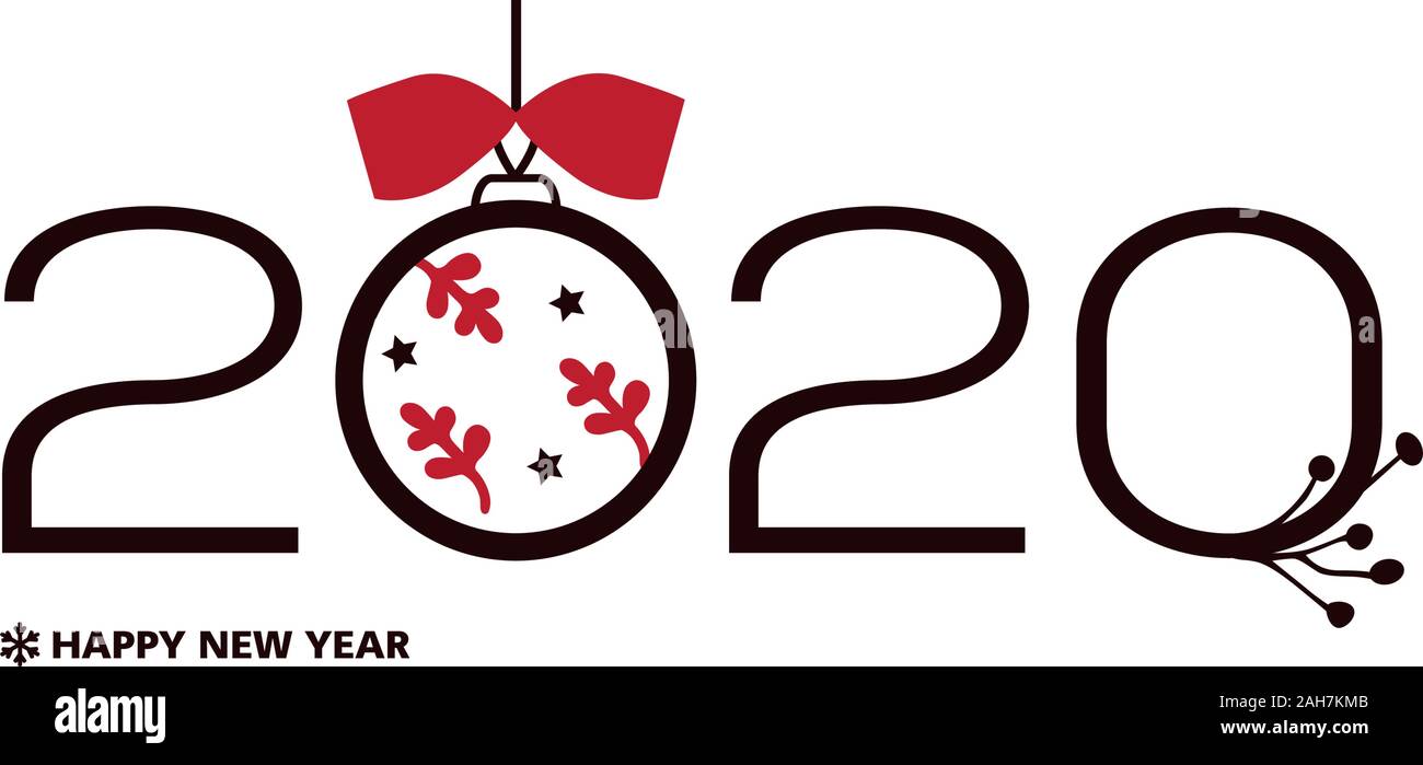 2020, Felice anno nuovo template vettoriale per un poster, striscioni, cartolina, facebook, coperchio del sito, creato da semplici figure geometriche. In stile moderno Illustrazione Vettoriale