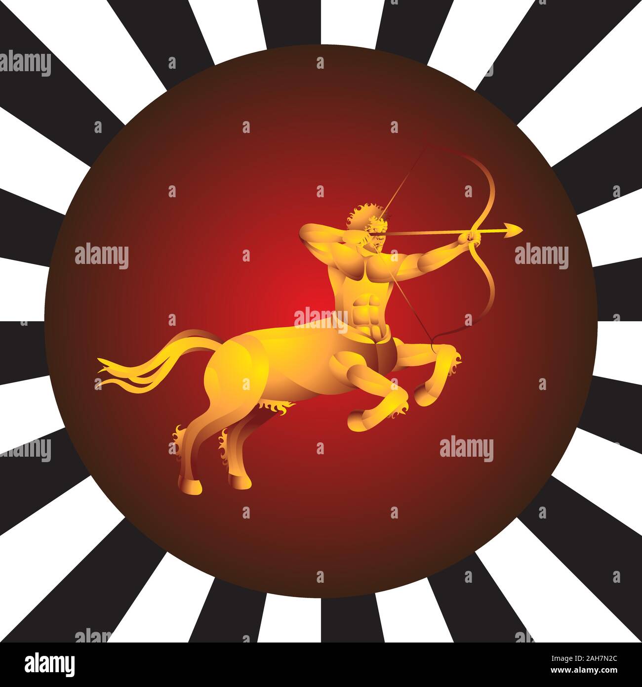 Sagittario zodiaco Centauro Arciere guerriero isolato su un background. Immagine vettoriale Illustrazione Vettoriale