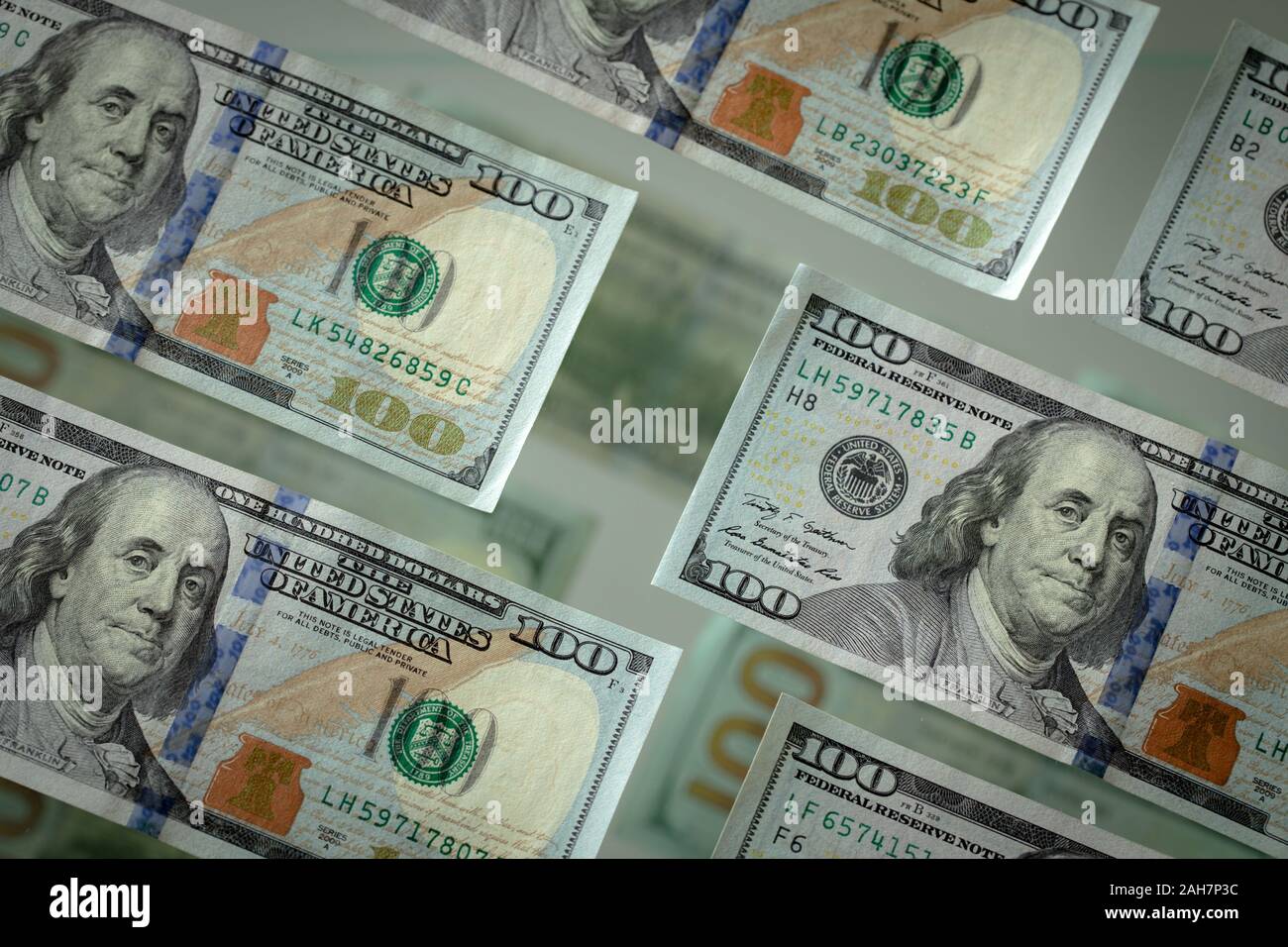 Il denaro americano, 100 le fatture del dollaro Foto Stock