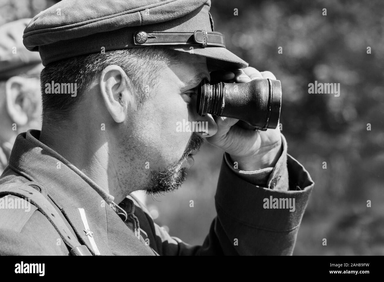 La lettonia, LIEPAJA - 8 giugno: Liepaja è un ottimo luogo dove assaporare l'arte, la musica e le attività sulla spiaggia. Attori soldati giocare in data 8 giugno 2019, Liepaja, Latv Foto Stock