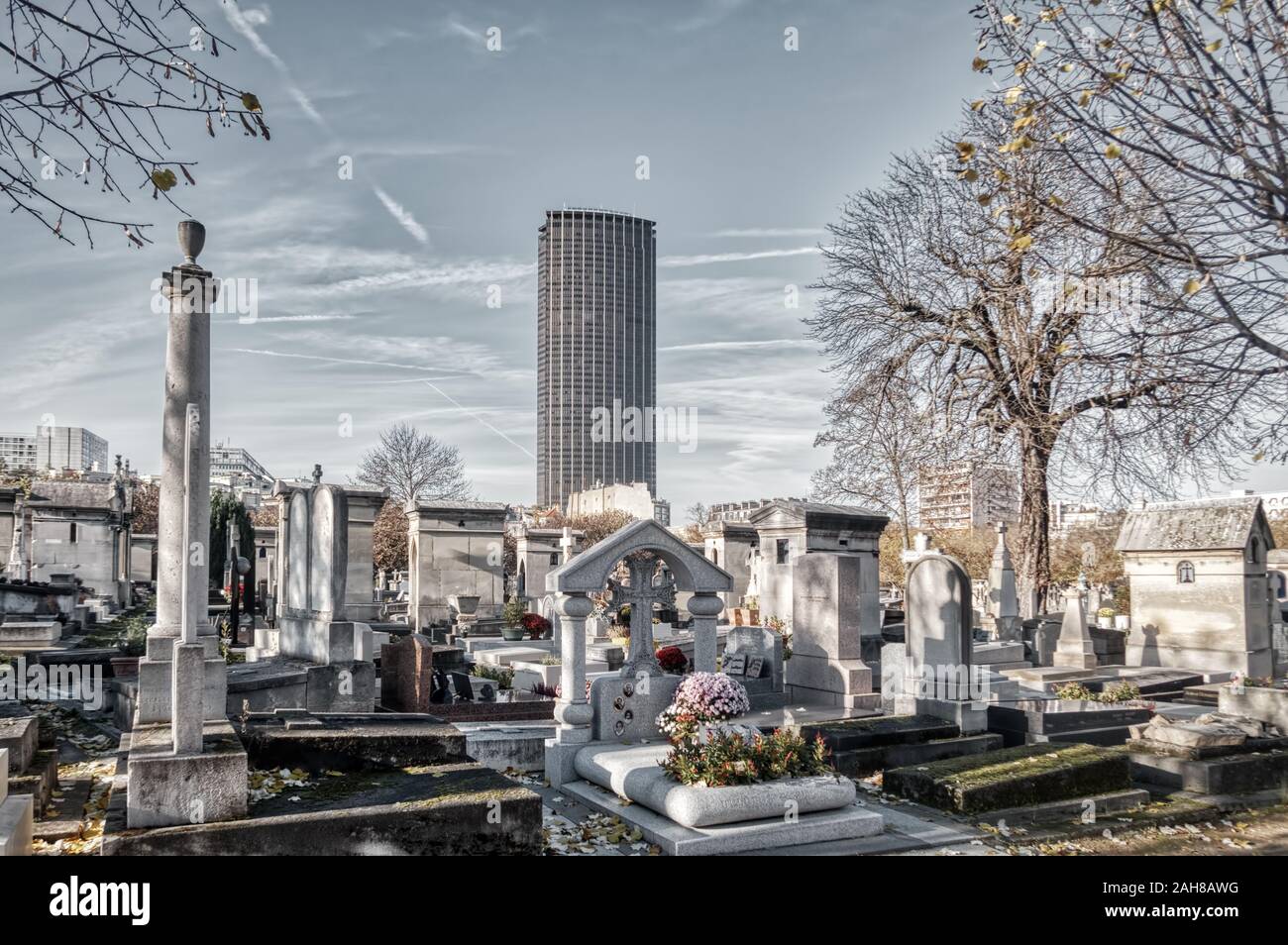 Cimitero di Montparnasse di Parigi Foto Stock