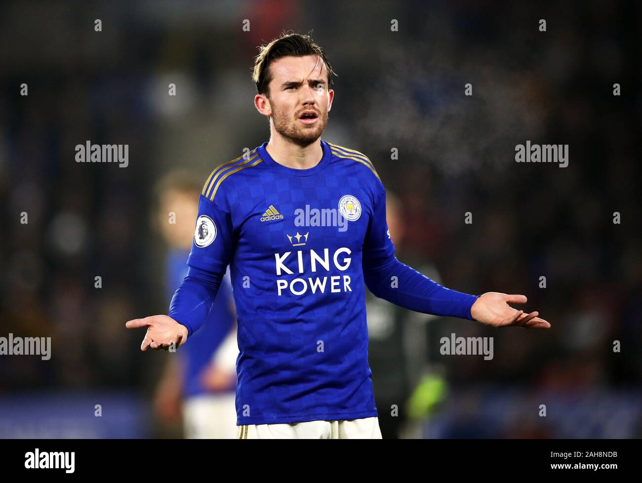 Il Leicester City del Ben gesti Chilwell durante il match di Premier League al King Power Stadium, Leicester. Foto Stock