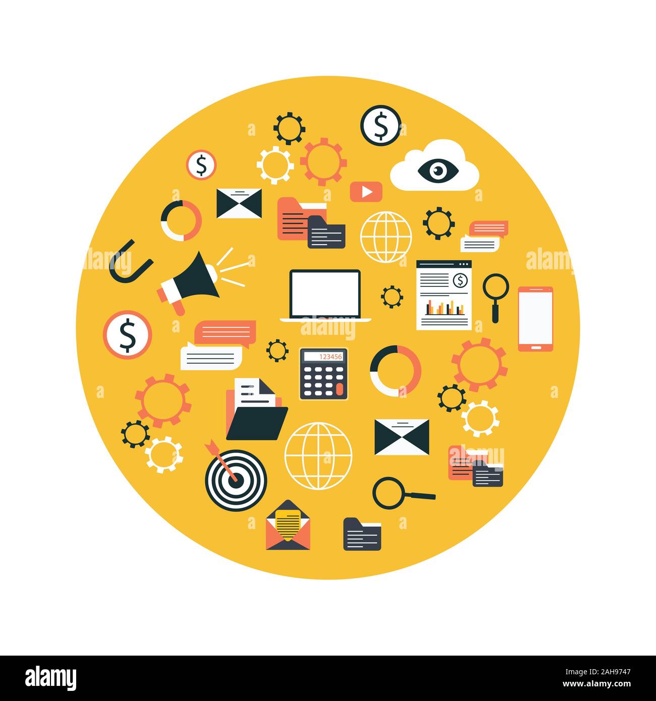 Target di mercato concetto, attirare clienti e la fidelizzazione dei clienti vettore piatta Foto Stock