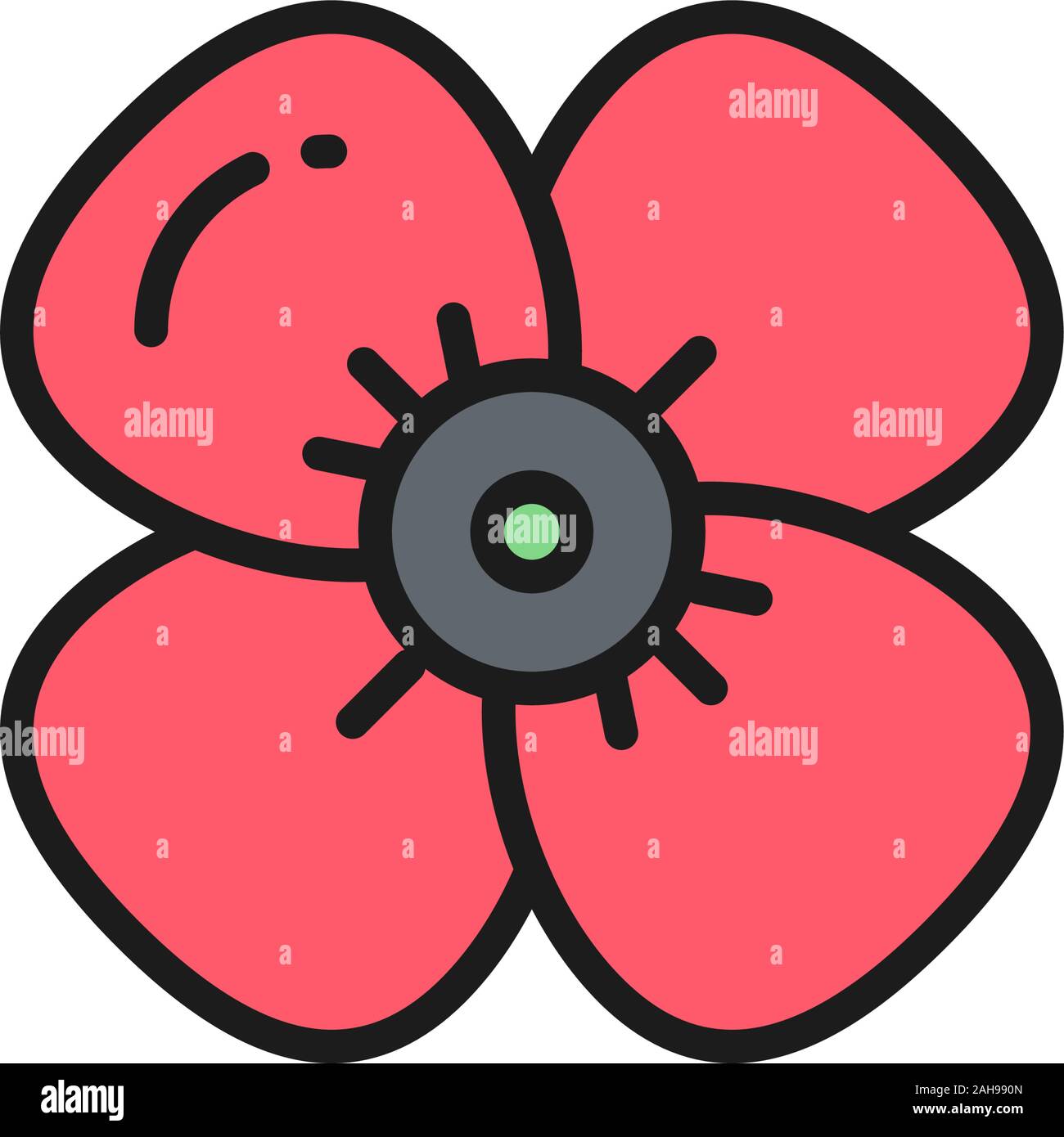 Vettore di fiori di ciliegio, Apple Blossom piatta linea colore icona. Illustrazione Vettoriale