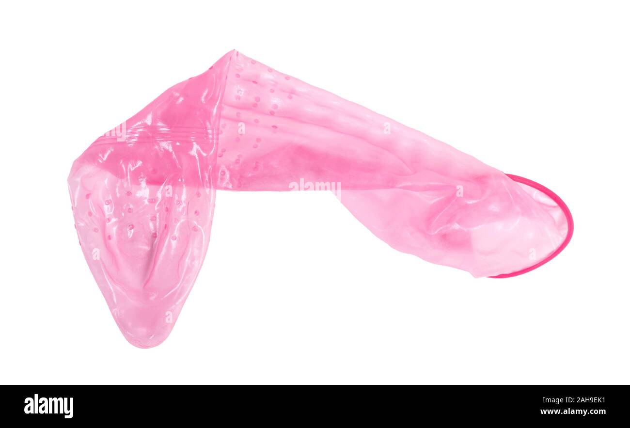 Red preservativo, isolato su uno sfondo bianco Foto Stock