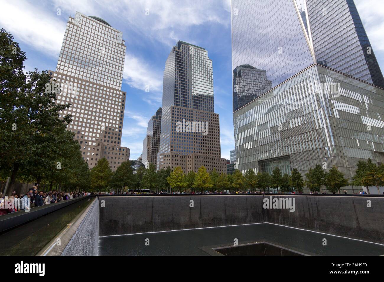 World Trade Center Ground Zero Memorial, dedicato da attacchi terroristici di settembre 11, 2001 nella città di nuovo Foto Stock