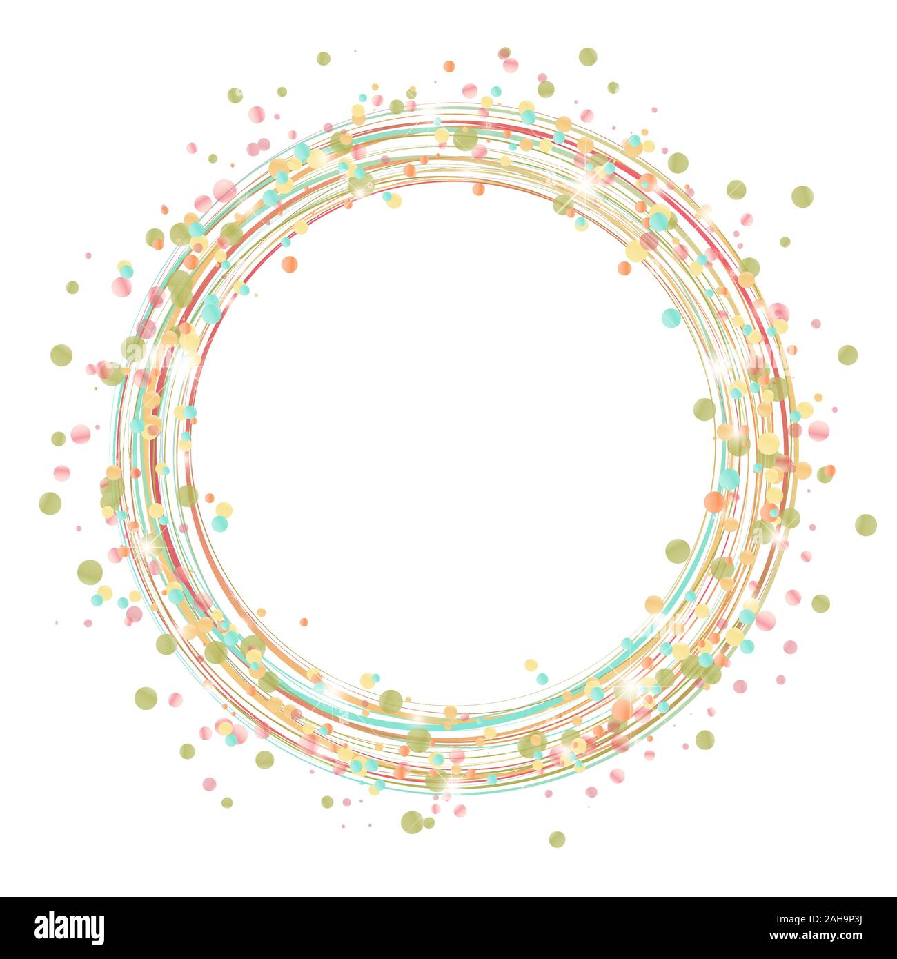 Round i fulmini con punti e sparkle effetti in diversi colori raffinati su sfondo bianco Illustrazione Vettoriale