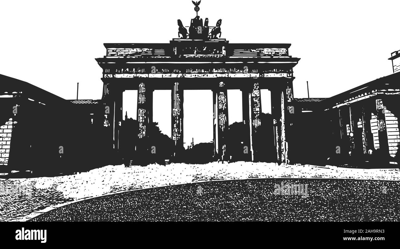 La Porta di Brandeburgo. Berlino. Mano Vintage bozzetto Illustrazione Vettoriale