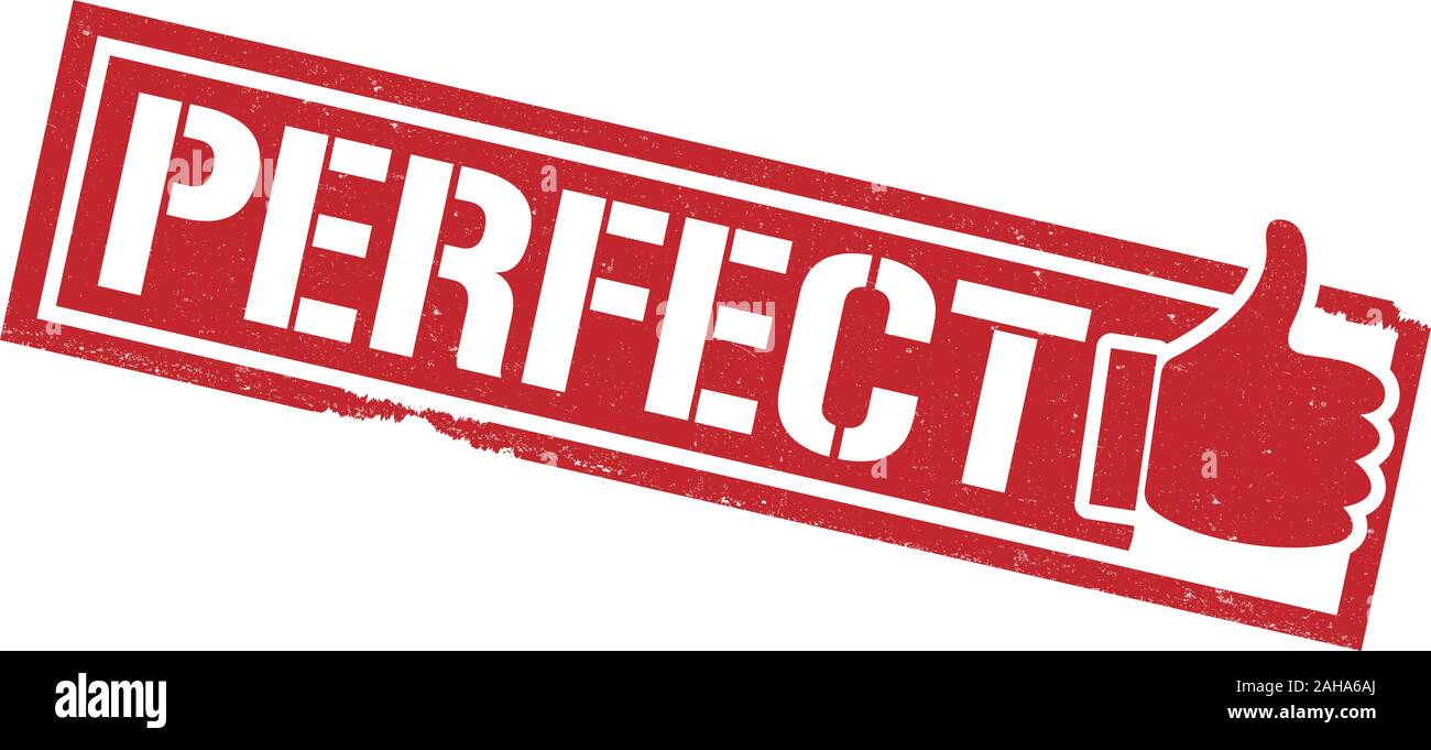 Perfetto il timbro di gomma con stampa Thumbs up icona illustrazione vettoriale Illustrazione Vettoriale