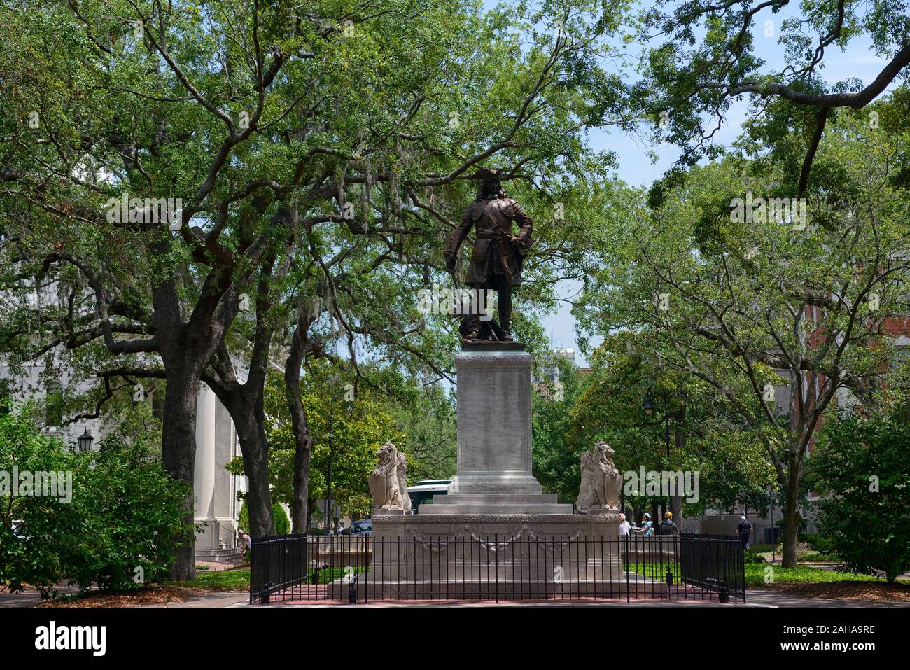 James Edward Oglethorpe,memorial,,marker marcatore storico,fondatore della Georgia,Savannah, Georgia,centro storico,RM USA Foto Stock