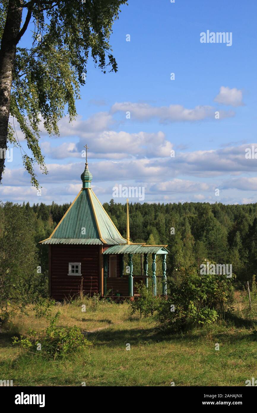 Vazheozersky Spaso-Preobrazhensky monastero maschile della Chiesa Ortodossa Russa, villaggio Interposelyok, Repubblica di Carelia, Russia Foto Stock