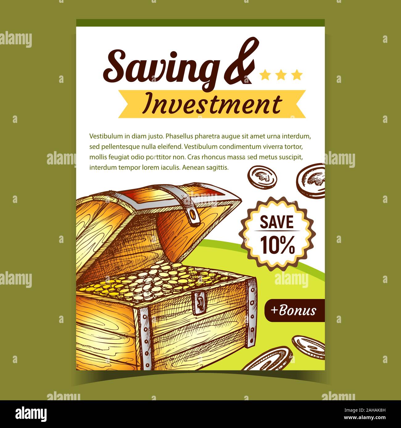 Risparmio e investimenti pubblicitari vettore Poster Illustrazione Vettoriale