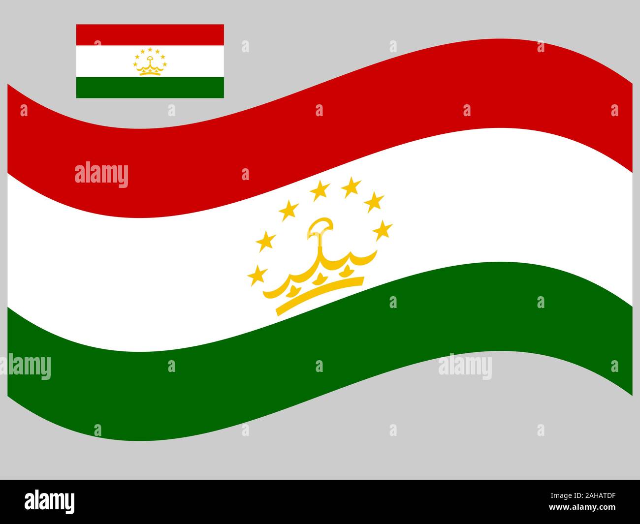 Immagine del vettore a bandiera del Tagikistan ondulato eps 10 Illustrazione Vettoriale