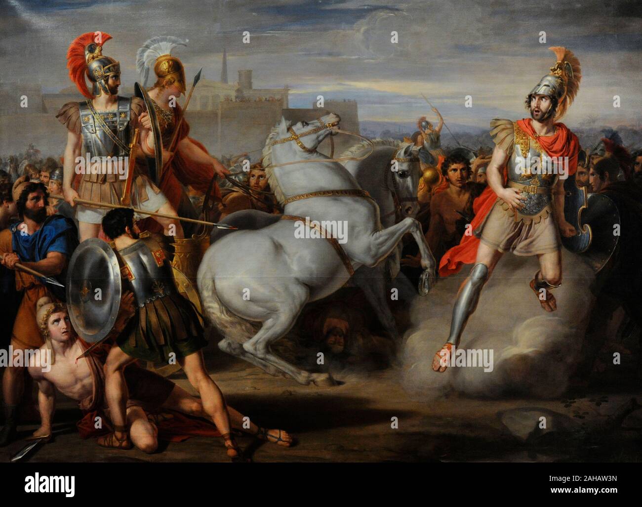 Rafael Tegeo (1798-1856). Pittore spagnolo. Diomede, assistita da Minerva, ferite Marte, 1831. Museo di Belle Arti. Murcia. Regione di Murcia. Spagna. Foto Stock