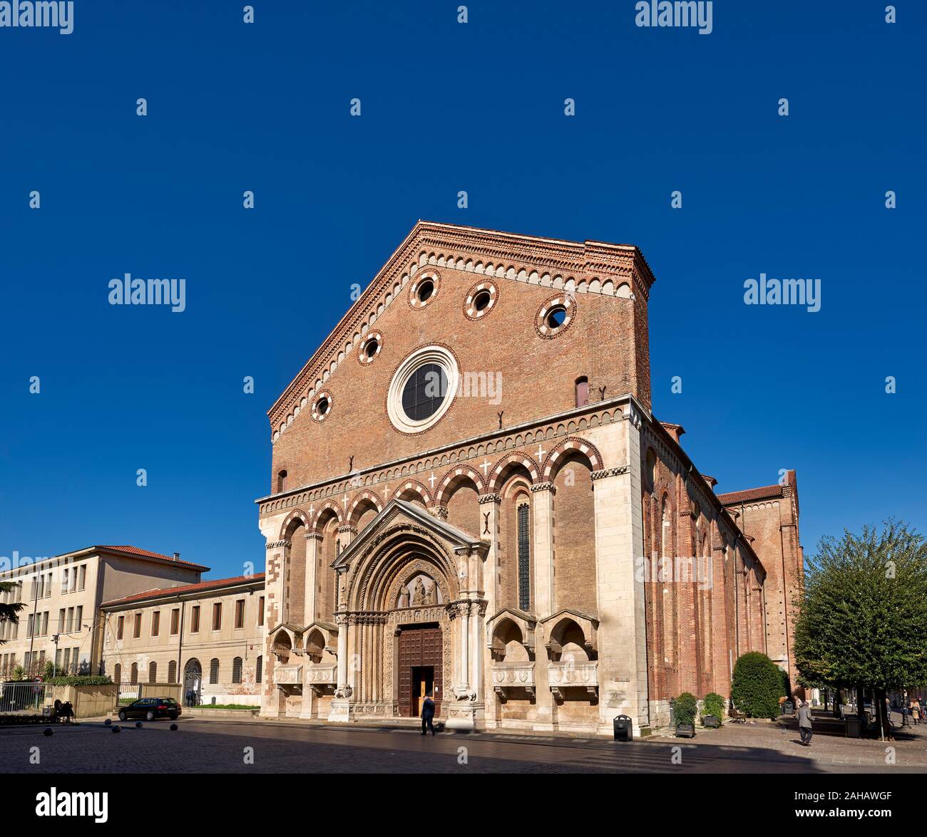 Vicenza, Veneto, Italia. La chiesa di San Lorenzo è un cattolico del luogo di culto in Vicenza, costruita alla fine del XIII secolo in stile gotico Foto Stock