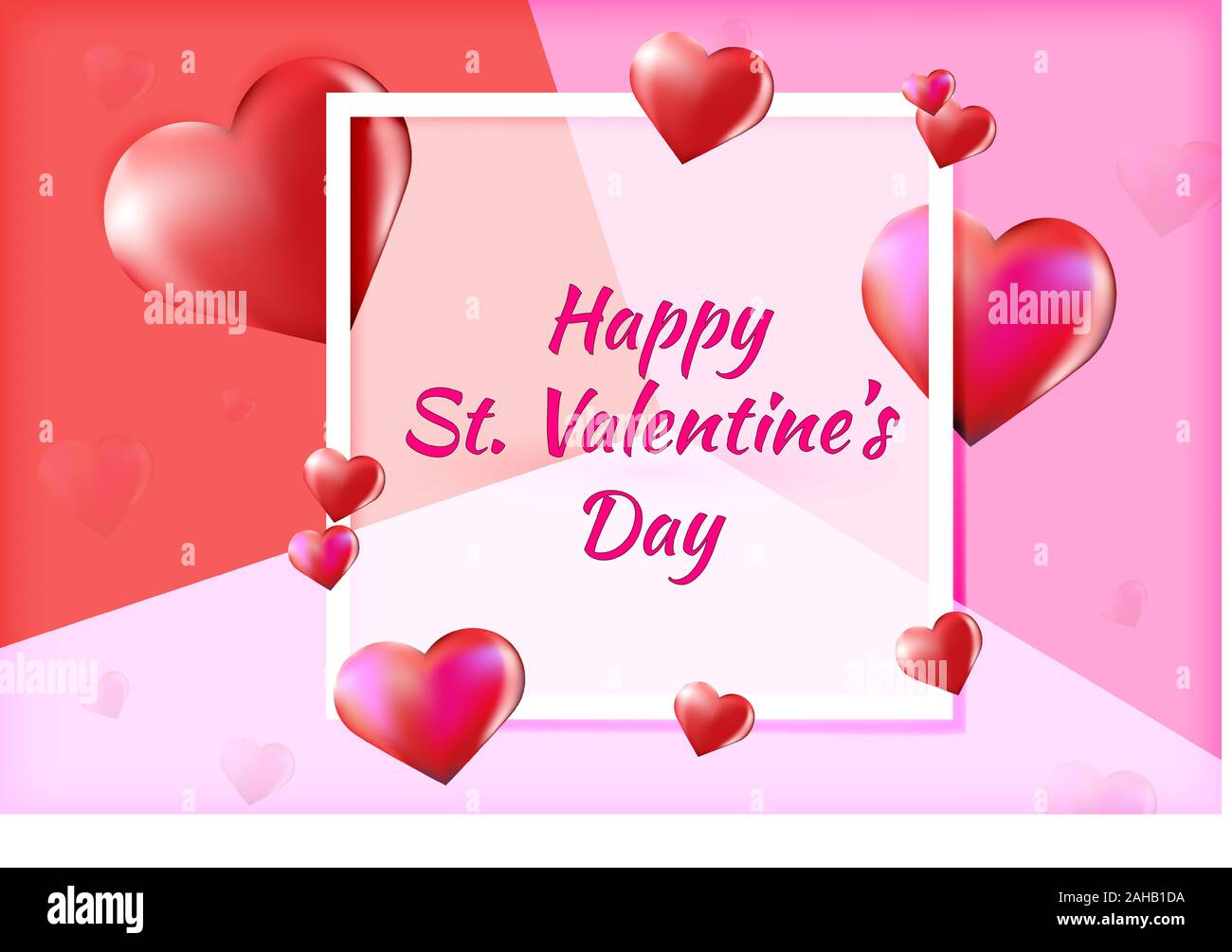 Vettore 3d il giorno di san valentino sul telaio coloyrful sfondo con cuori di vettore. Illustrazione Vettoriale