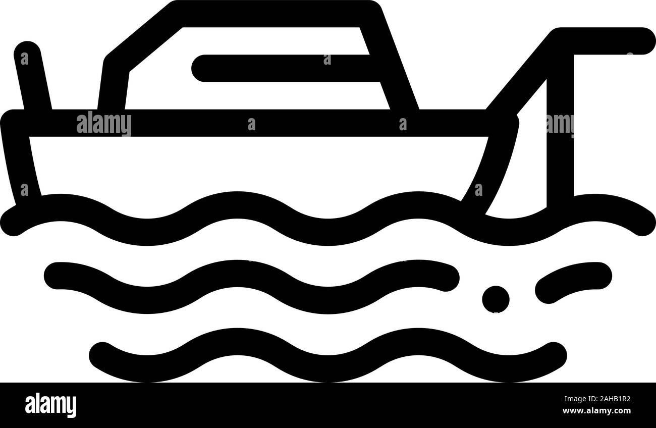 La nave da pesca vettore icona illustrazione di contorno Illustrazione Vettoriale