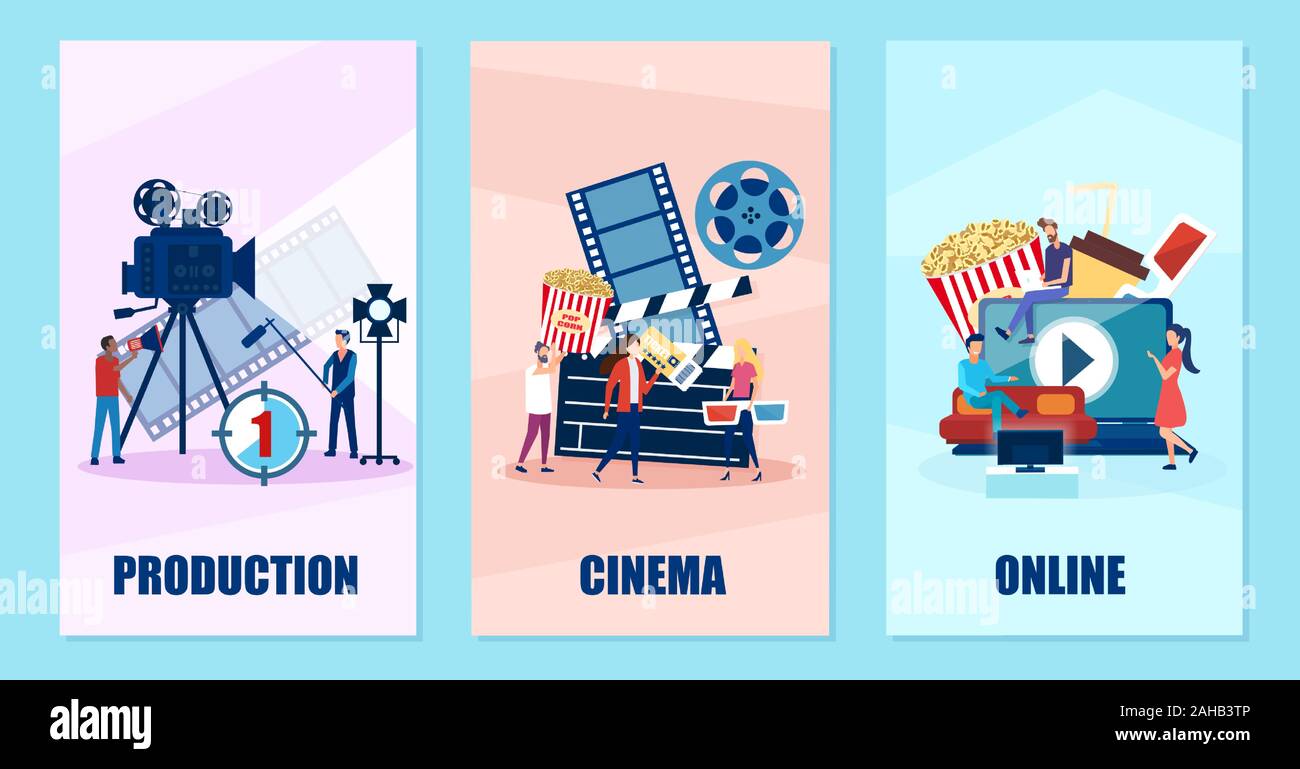 Vettore di un film e la produzione video e attività di distribuzione Illustrazione Vettoriale