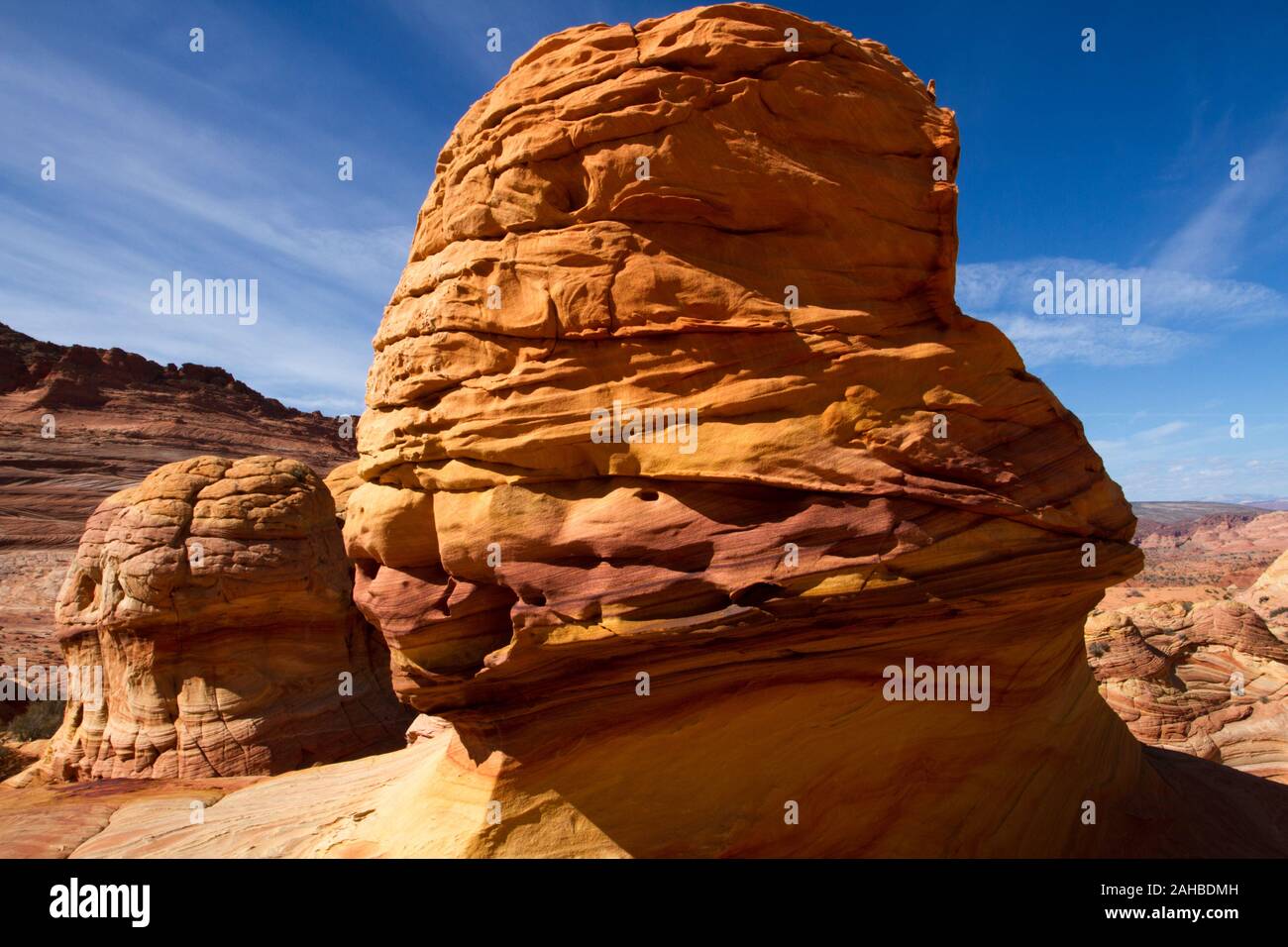 Cervello insolite formazioni rocciose vicino l'onda in Nord Coyote Buttes. Foto Stock