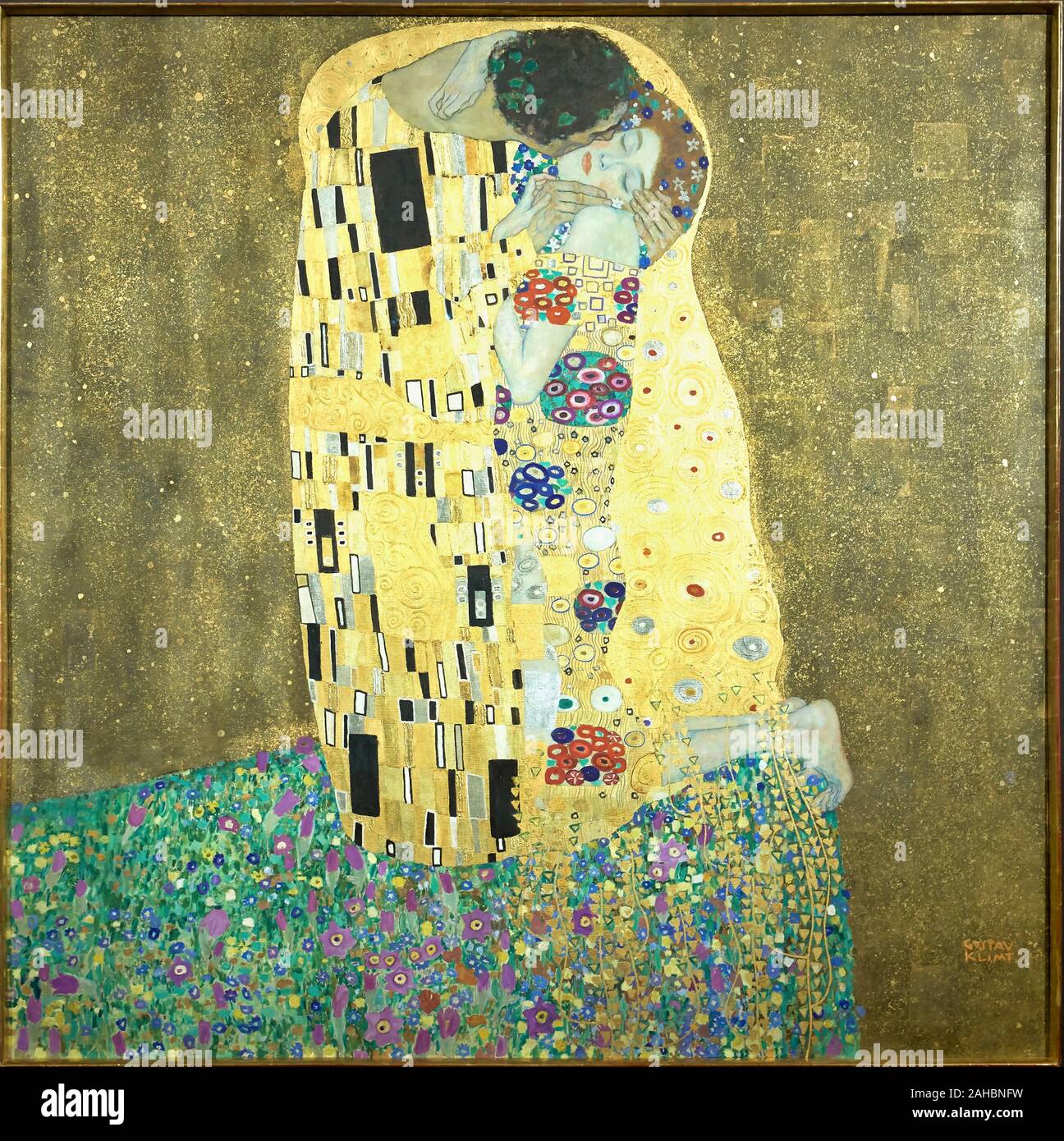 Museo Belvedere. Vienna Austria. "Il Bacio" di Gustav Klimt Foto Stock