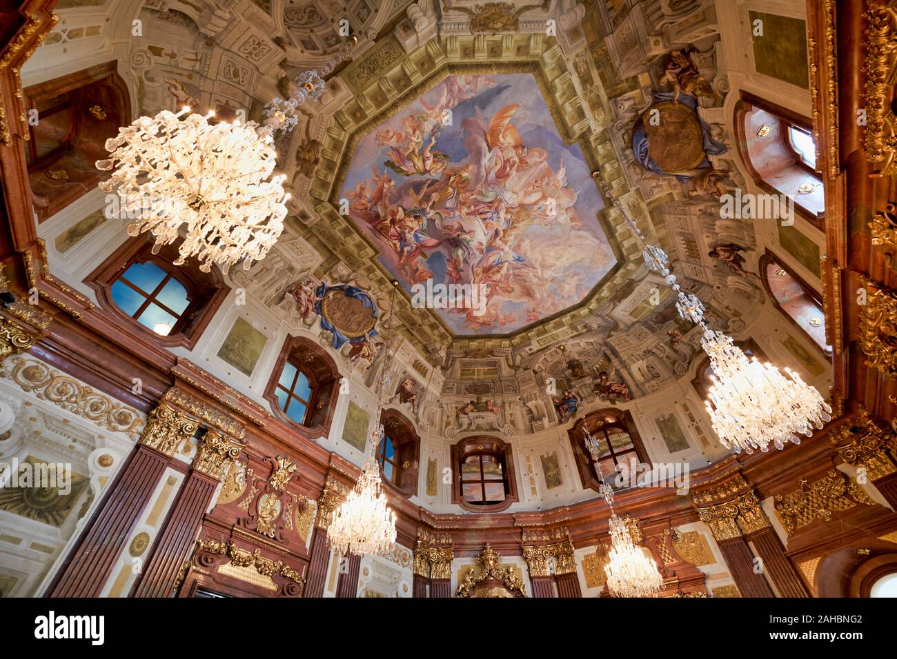 Museo Belvedere. Vienna Austria. Marmorsaal (Marble Hall) Foto Stock