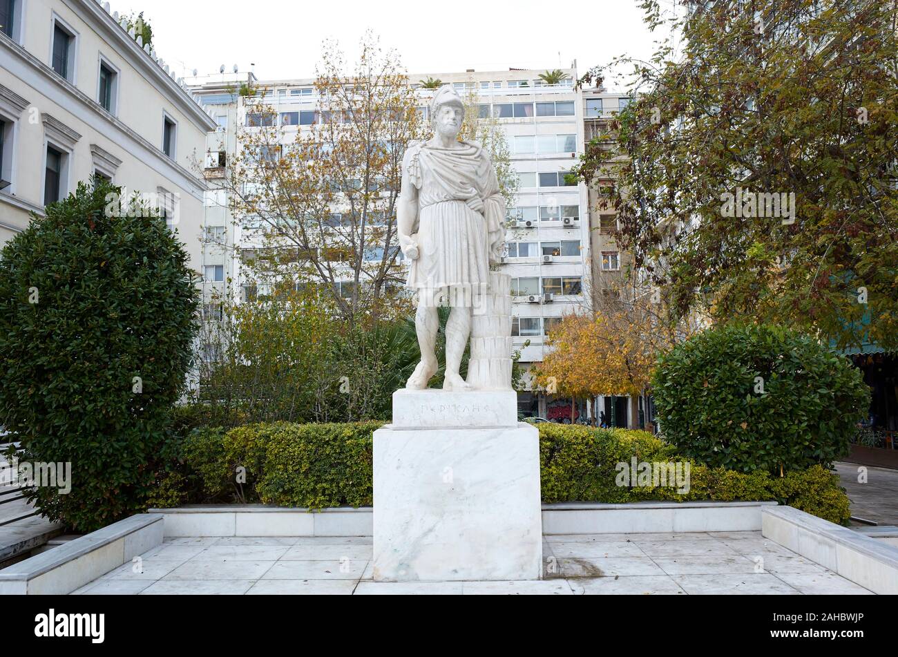 Pericle statua in Athens City Hall in Grecia Foto Stock