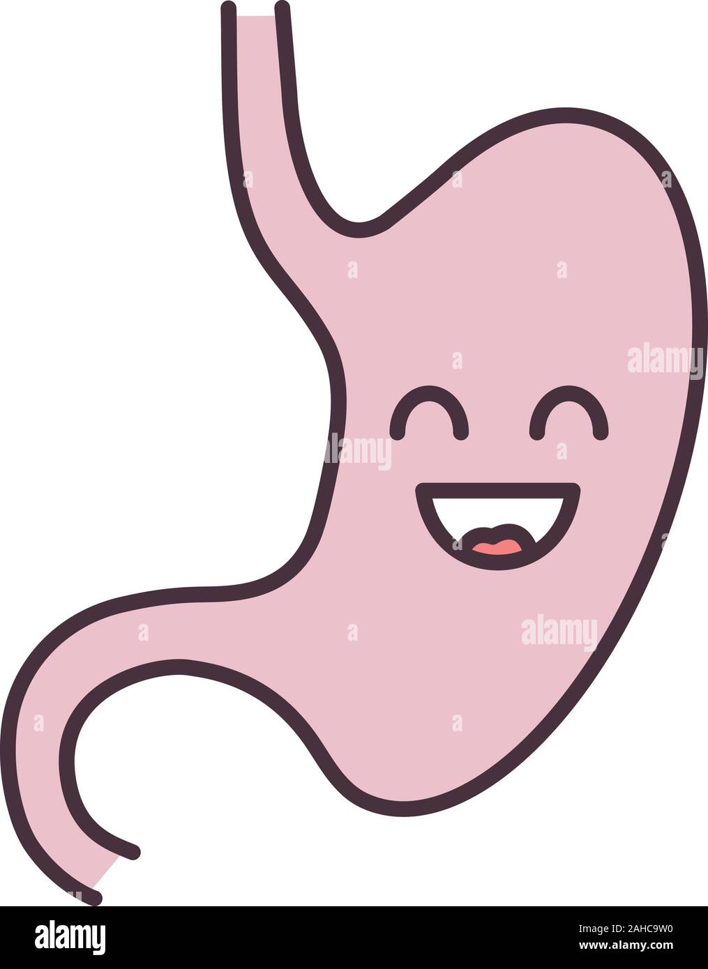 Stomaco sorridente icona di colore. Un sano sistema digestivo. Tratto gastrointestinale la salute. Isolato illustrazione vettoriale Illustrazione Vettoriale