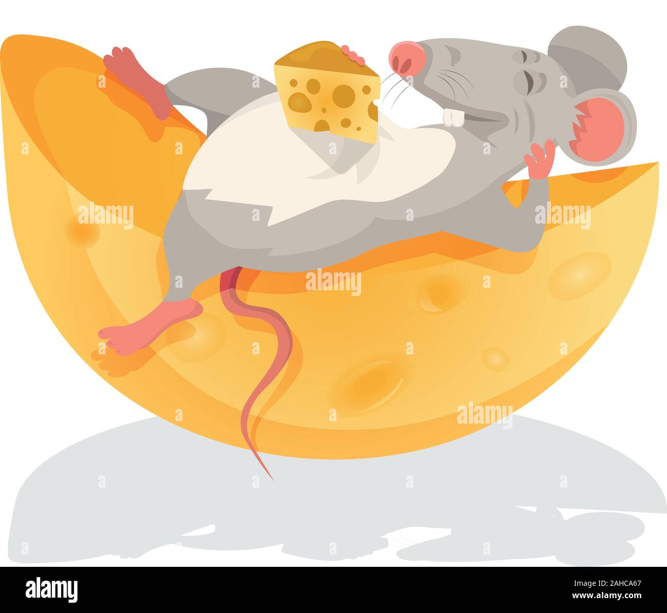Illustrazione di un mouse seduta al di sopra di un formaggio Illustrazione Vettoriale