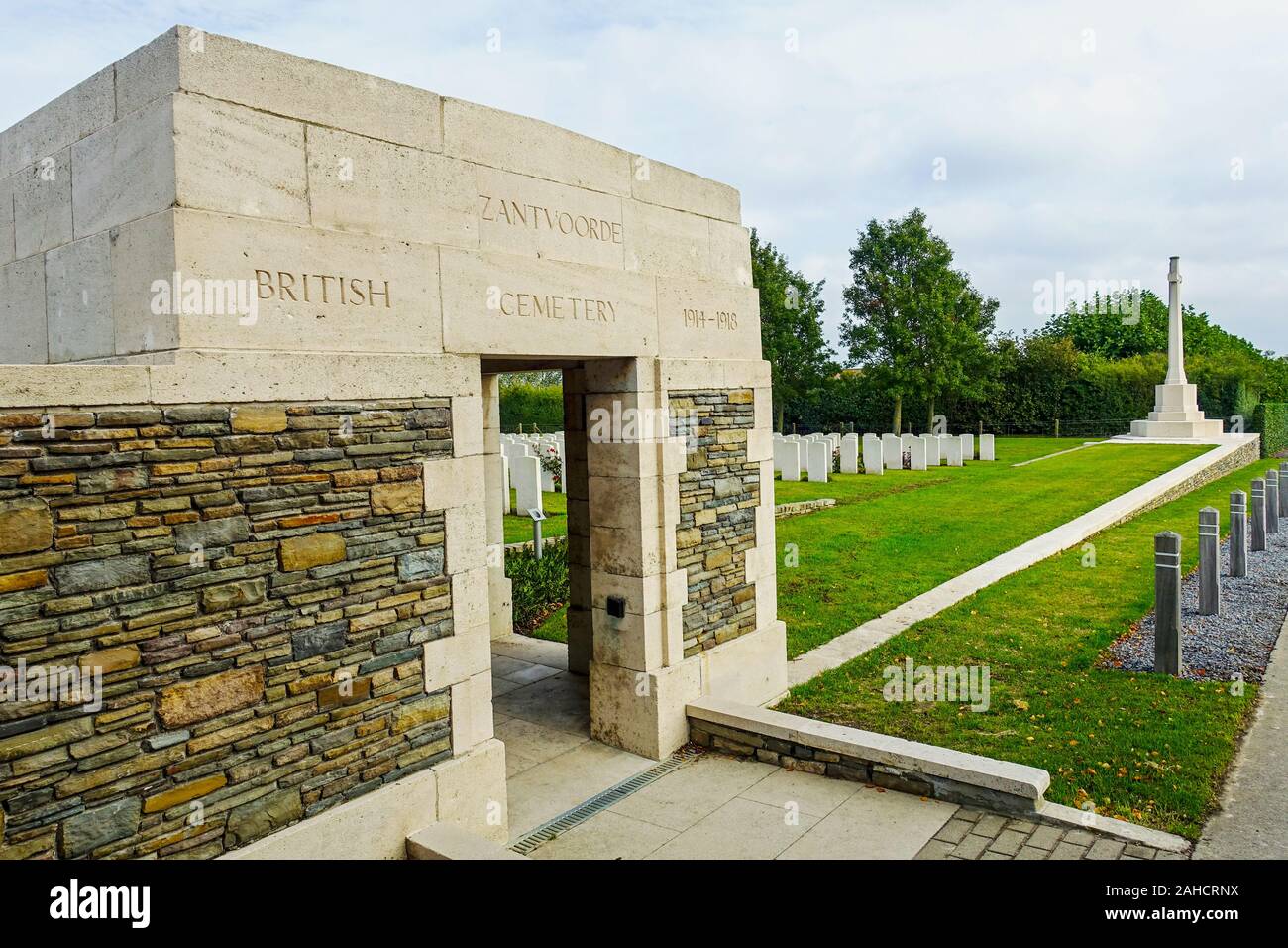 Zandvoorde CWGC British War Cemetery, Zandvoorde, Belgio Foto Stock