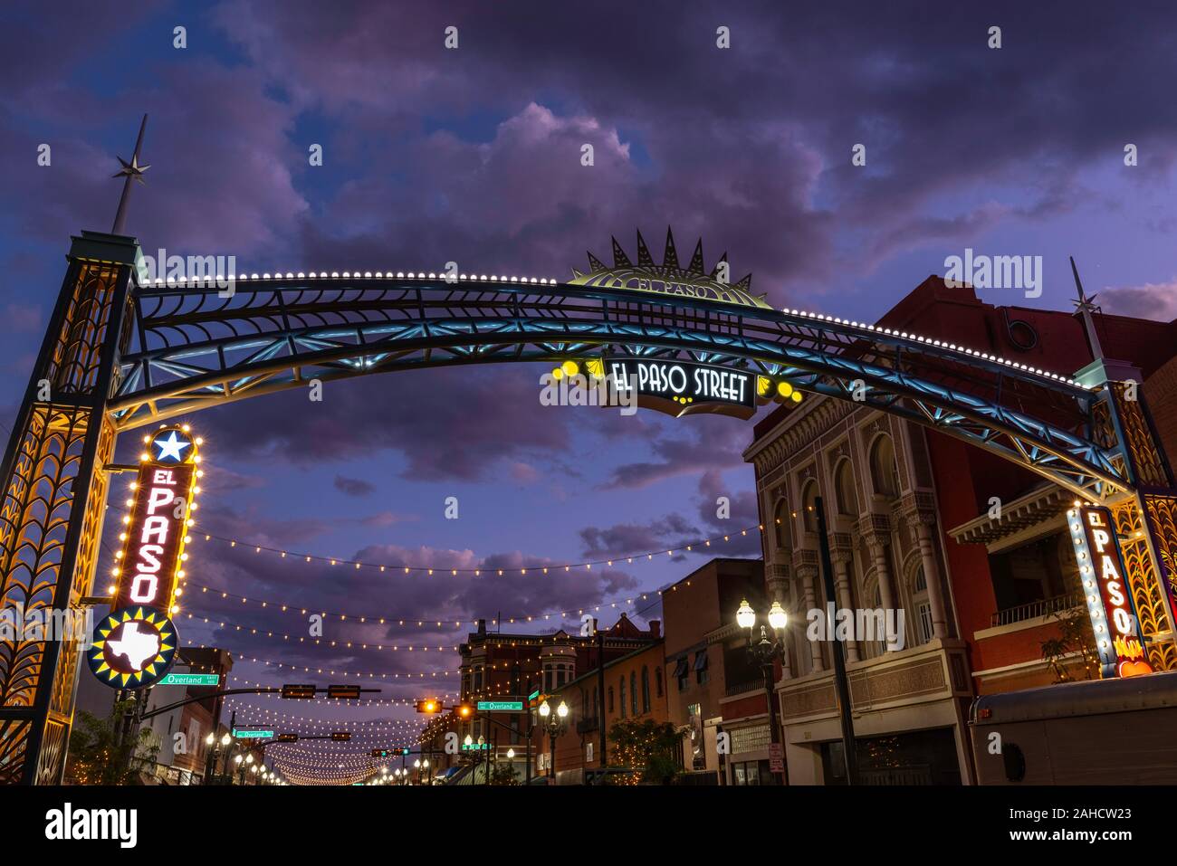 El Paso Street arch, El Paso, Texas Foto Stock