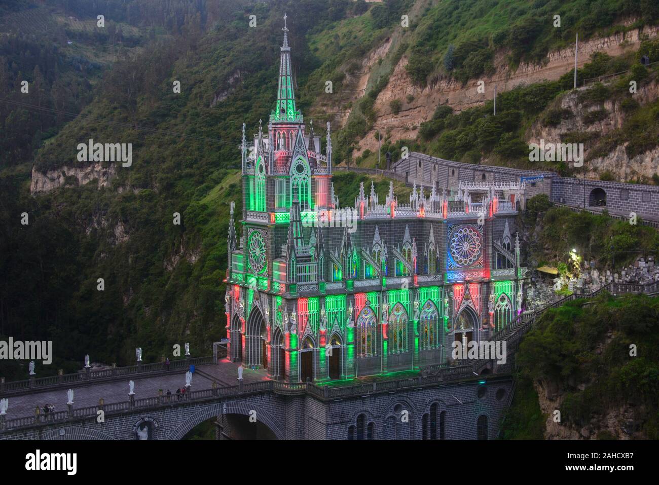 La splendida las Lajas santuario e basilica, Ipiales, Colombia Foto Stock