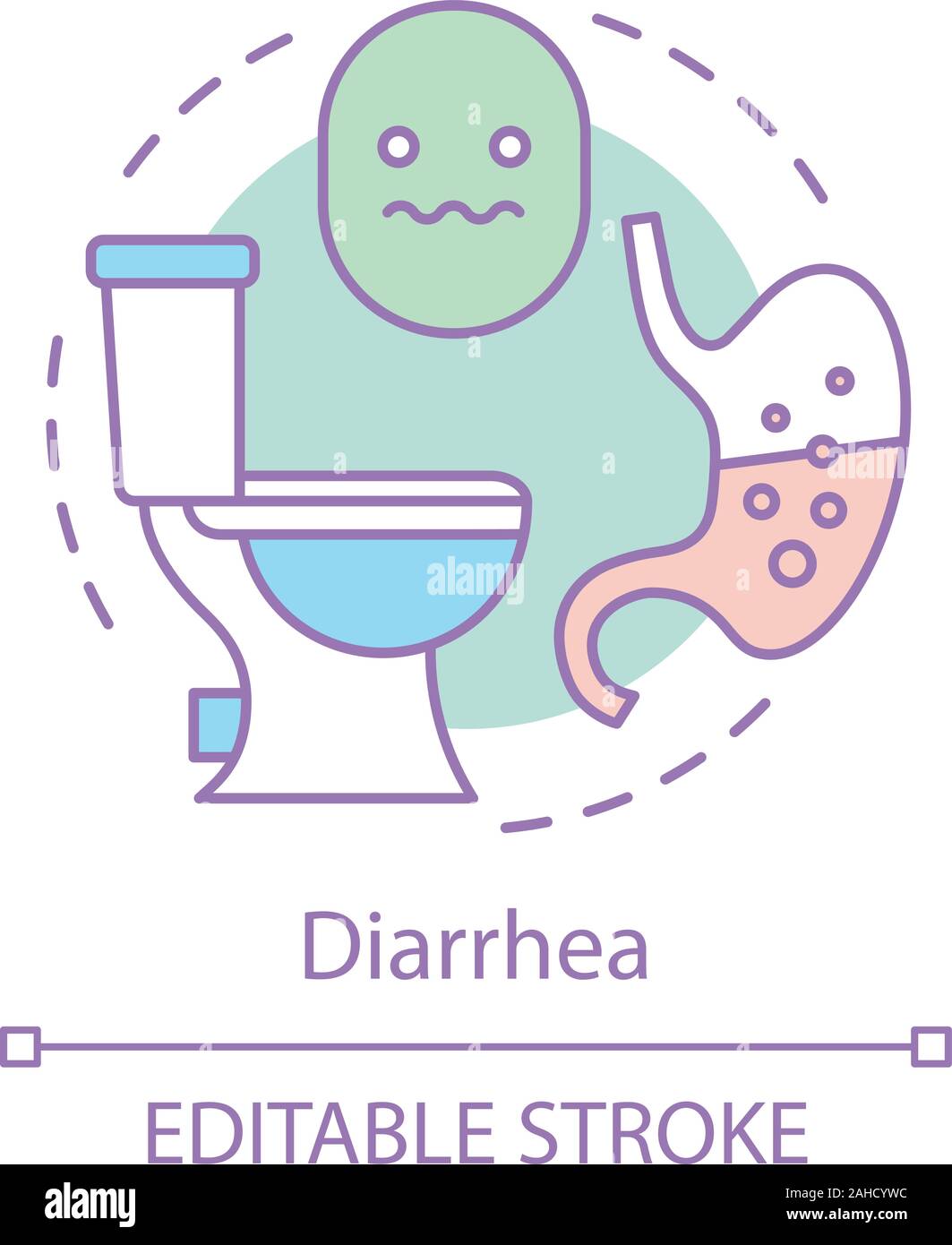 Diarrea concetto icona. Il vomito idea sottile linea illustrazione. L  intossicazione alimentare sintomo. Malattia alimentare. Indigestione.  Problema digestivo. Isolare il vettore Immagine e Vettoriale - Alamy