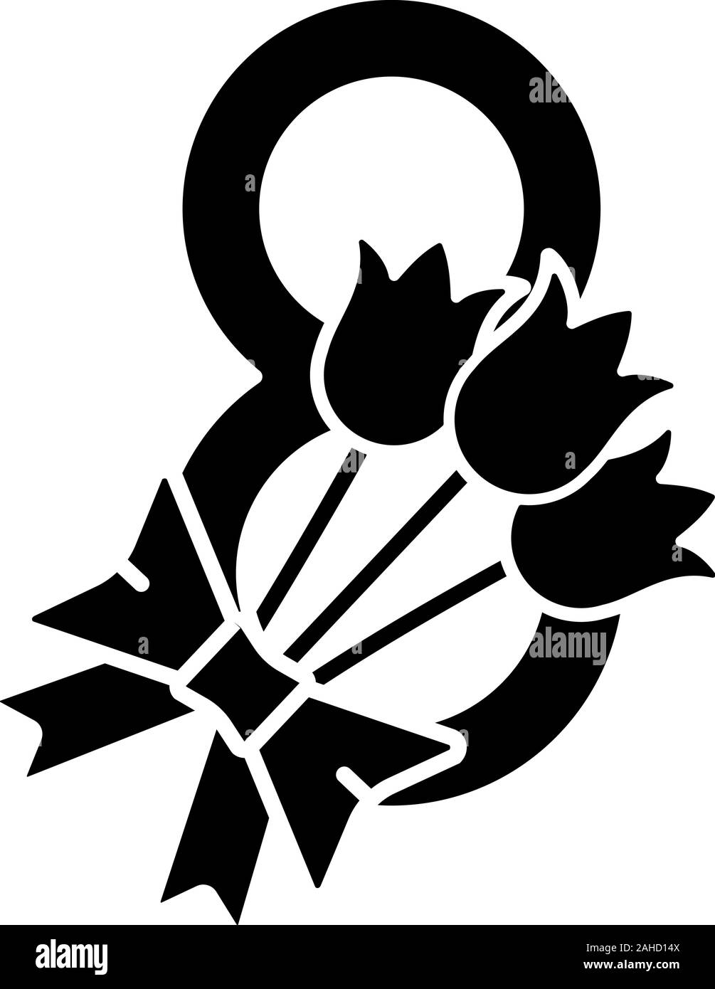 La Giornata internazionale della donna icona glyph. Bouquet di fiori e con il numero 8. Marzo 8th. Simbolo di Silhouette. Lo spazio negativo. Vettore illustrazione isolato Illustrazione Vettoriale