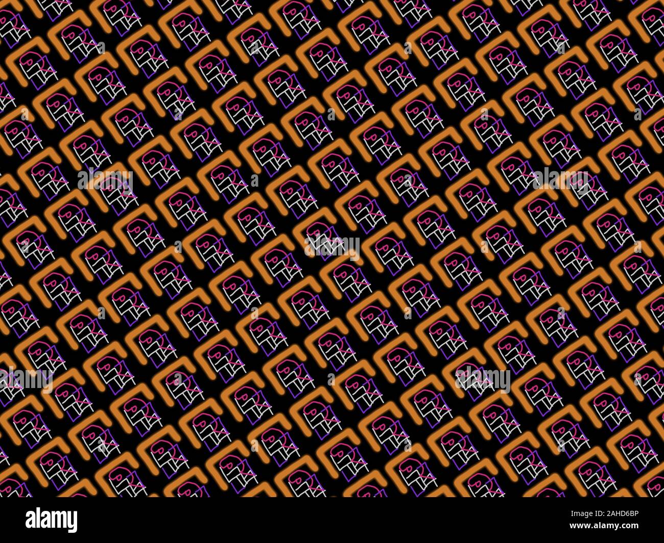 Disegno astratto geometrico a strisce arancio e nero Foto Stock