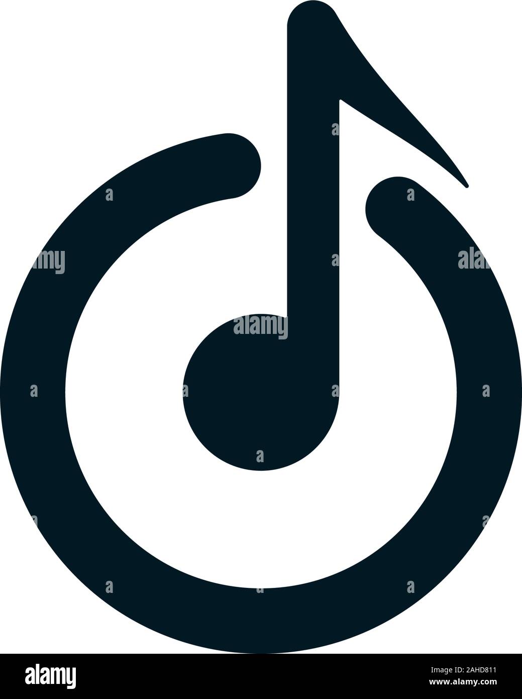 Piatto simbolo della nota musicale con cerchio. Il logo musicale modello di interruttore di potenza di simbolo. Illustrazione Vettoriale