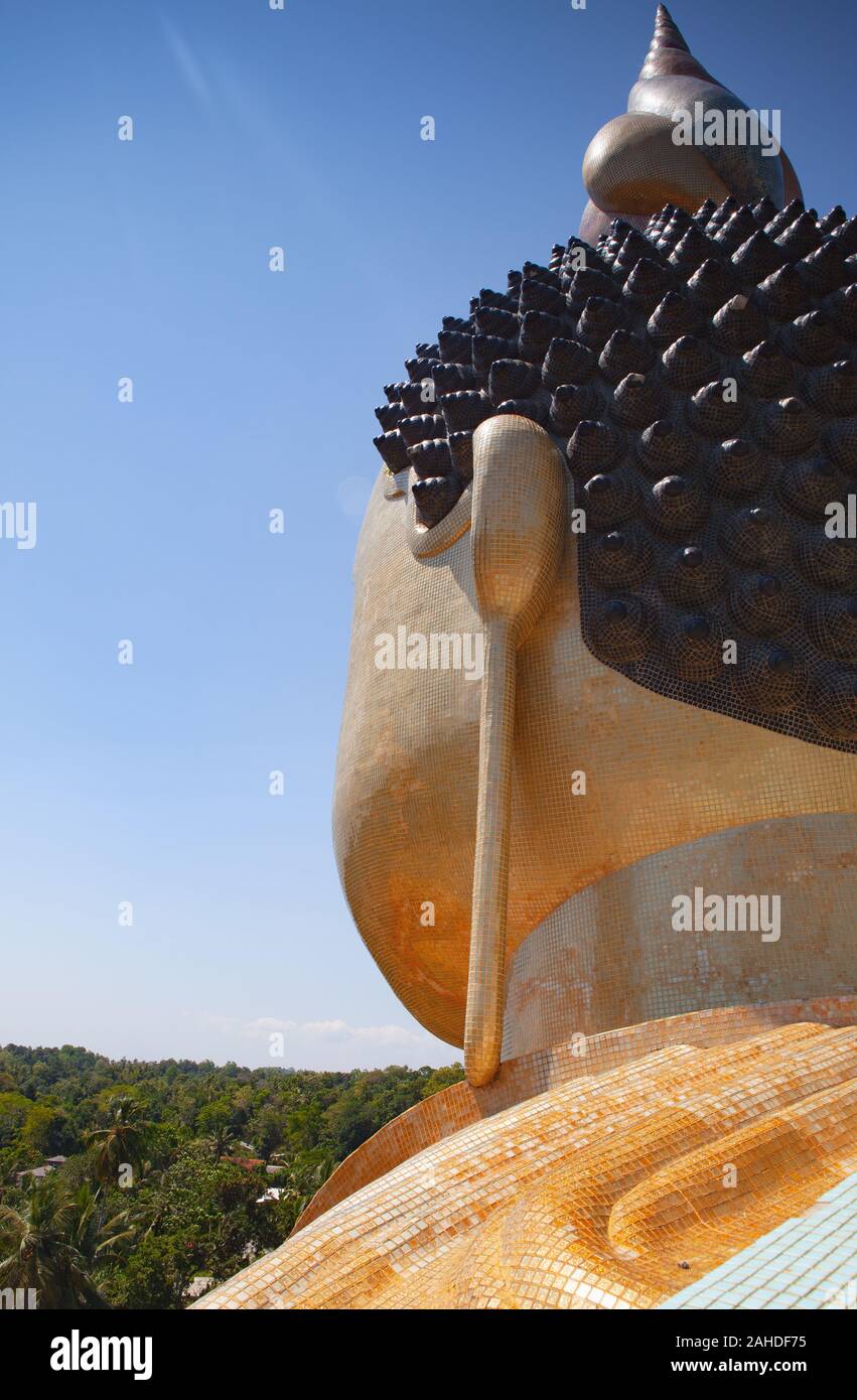 Dickwella, Sri Lanka - gennaio 29,2019: vista dalla cima della statua di Buddha. Wewurukannala Vihara tempio. Un 50m-alta Buddha seduto figura - la più grande Foto Stock