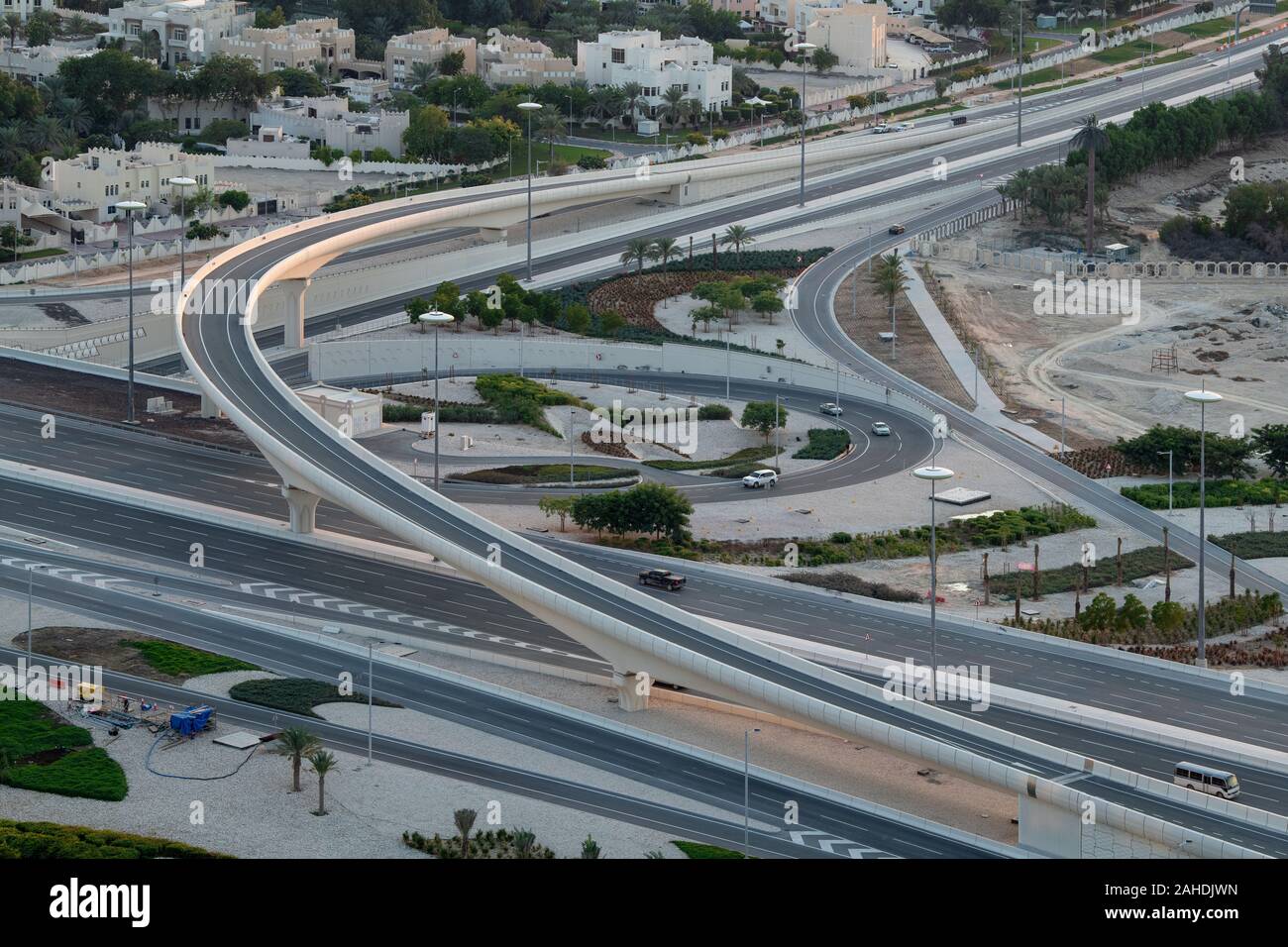 Vista del cavalcavia Lusail Foto Stock