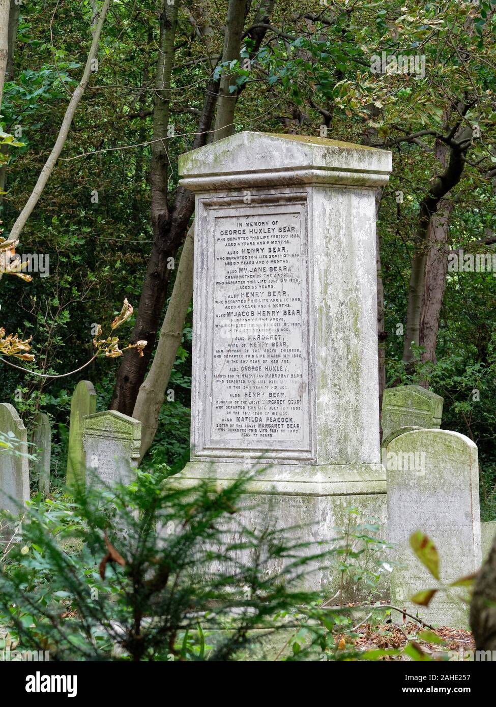 Tomba del cimitero di Tower Hamlets Cemetery Park, Bow, East London, UK. Foto Stock