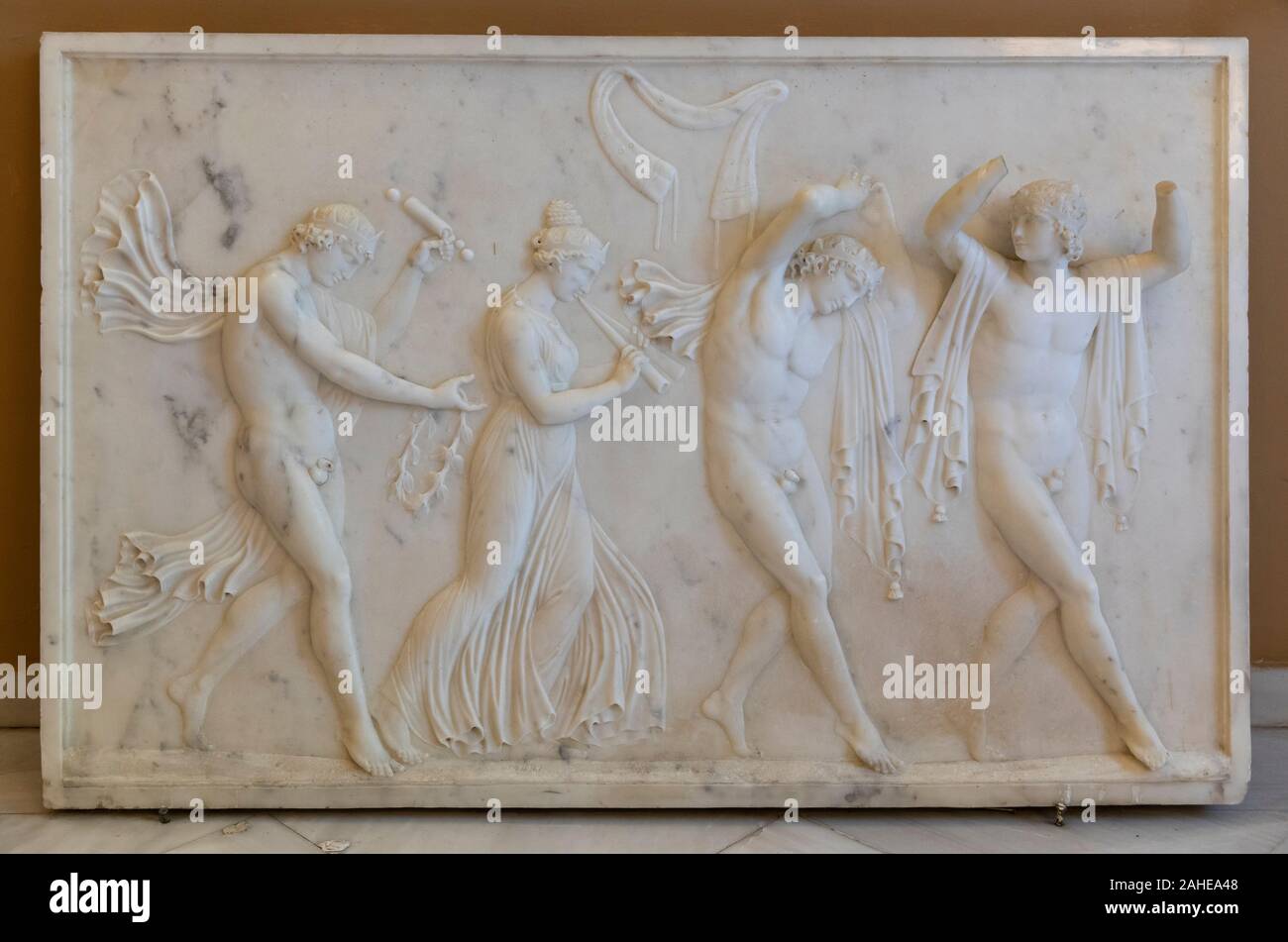 Illustrazione di marmo nel Palazzo Achilleion, Gastouri, Corfù, Grecia Foto Stock