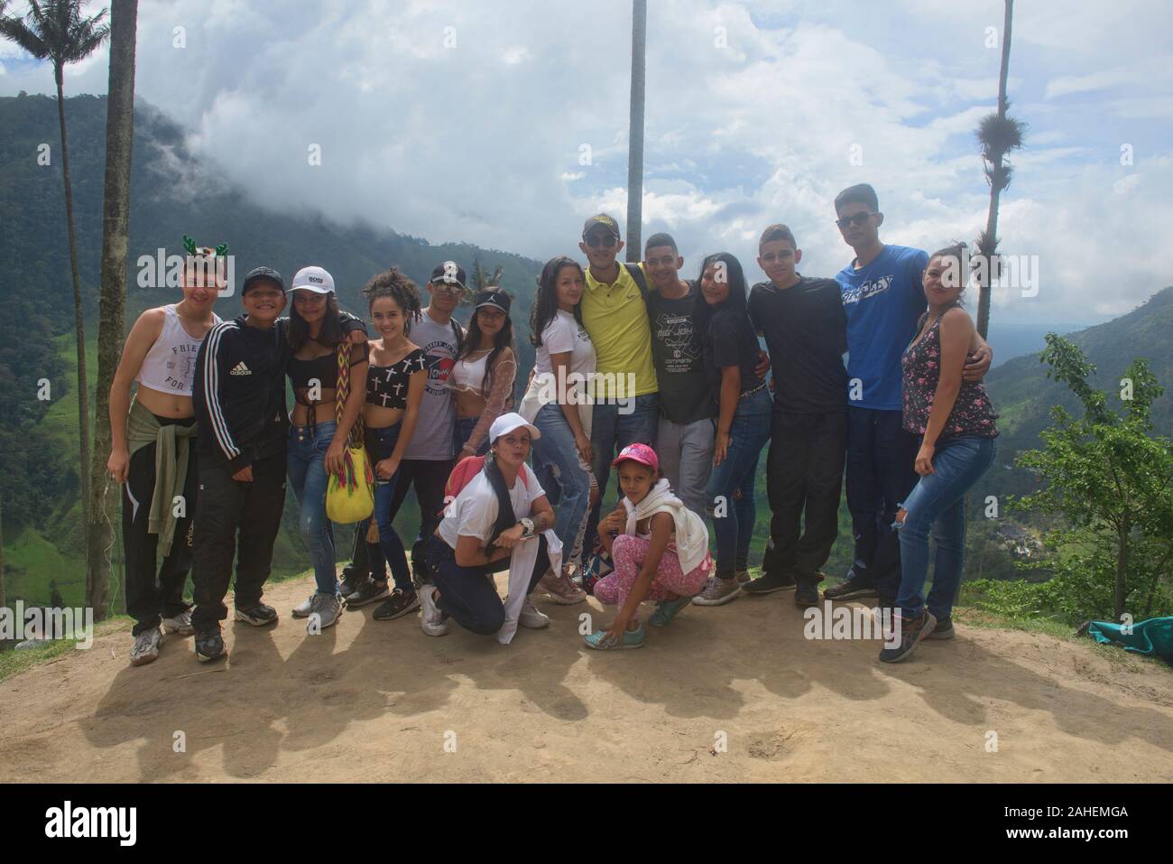 I bambini in gita, Cocora Valley, il Salento, Colombia Foto Stock