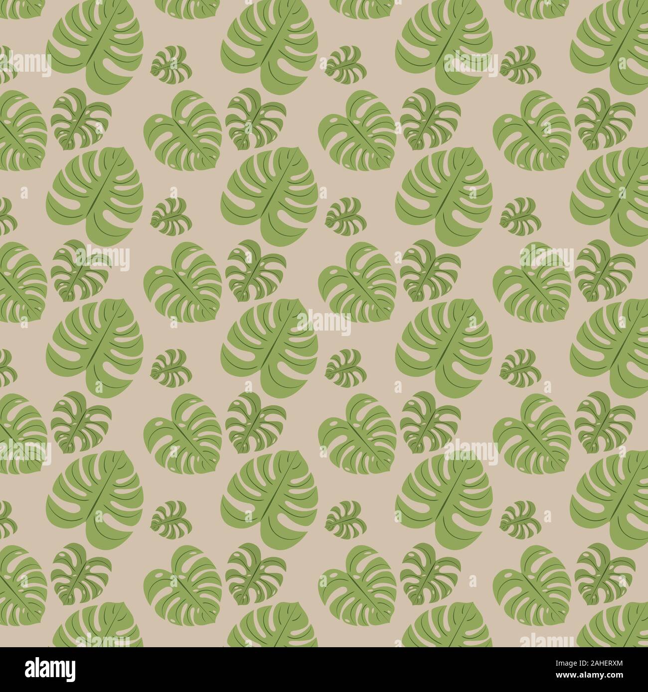 Esotiche piante design, grandi foglie di monstera illustrazione. Illustrazione Vettoriale