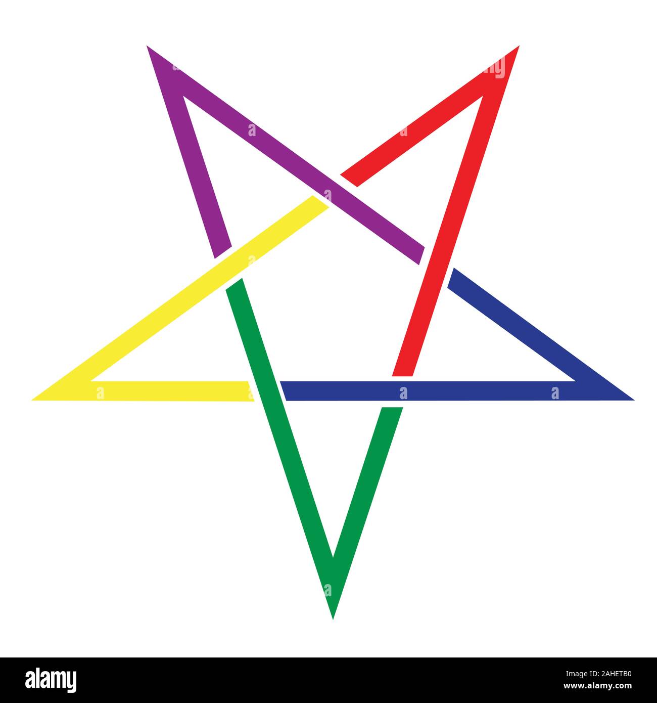 L'antico simbolo del pentangle in colori luminosi su uno sfondo bianco Illustrazione Vettoriale