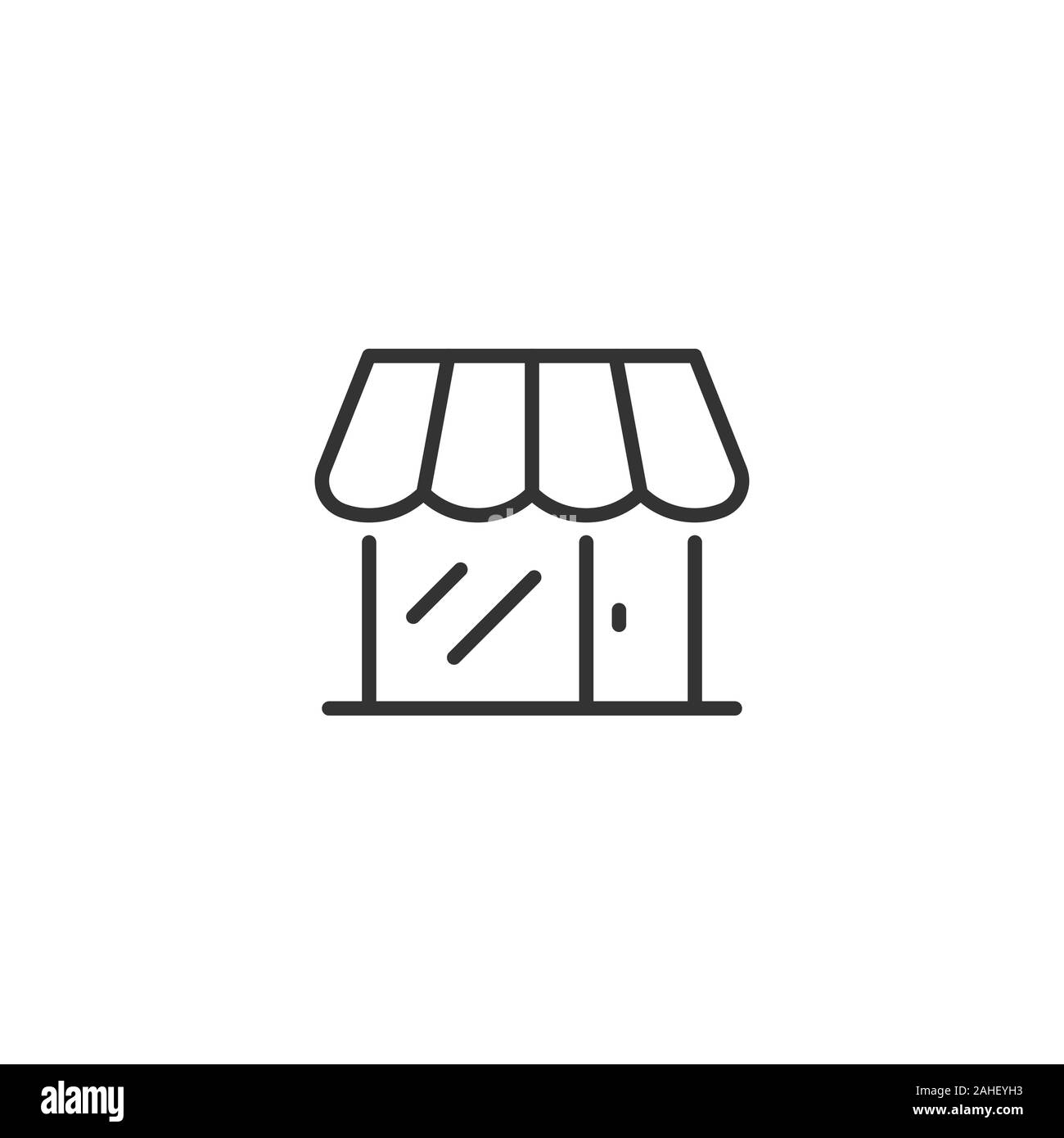 Icona del centro commerciale in stile appartamento. Store illustrazione vettoriale bianco su sfondo isolato. Negozio di concetto di business. Illustrazione Vettoriale