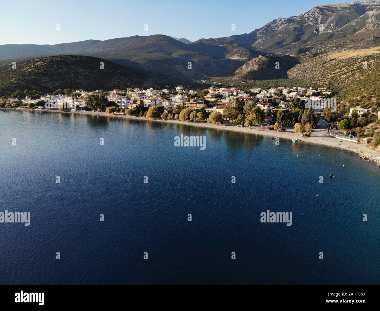 Vista del villaggio di Saranti in Grecia Foto Stock