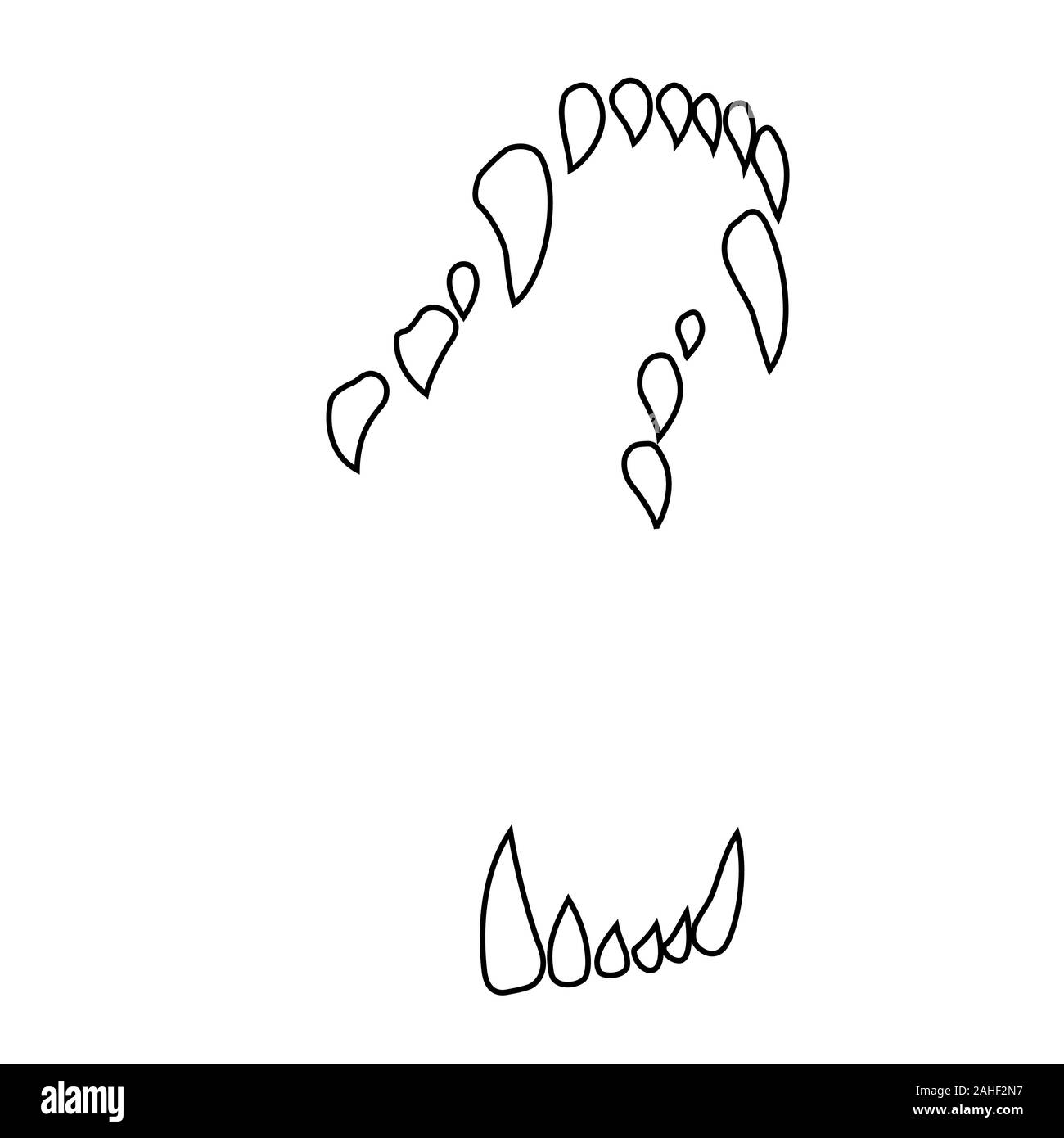 Isolato in bianco e nero bianco di dramma icona Fang Illustrazione Vettoriale