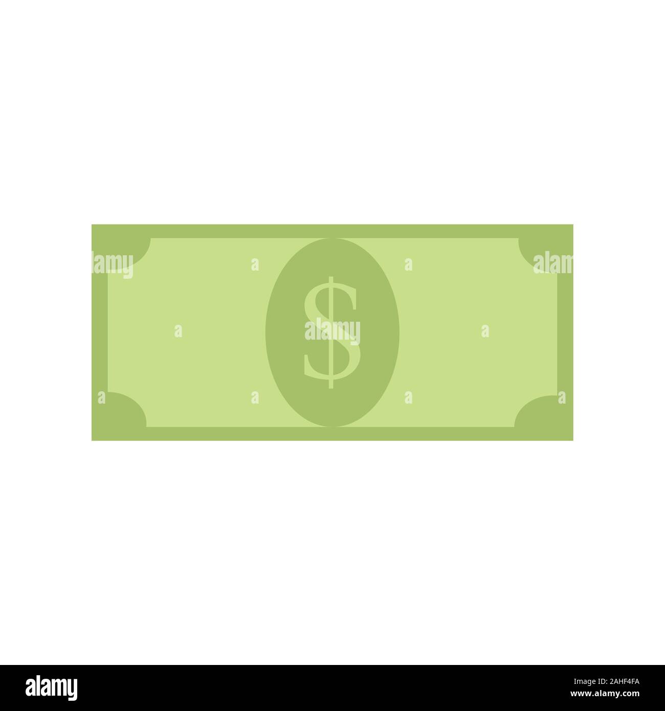 Dollar banconota cartoon isolato. Vettore verde di cassa modello dollaro, carta moneta illustrazione Illustrazione Vettoriale